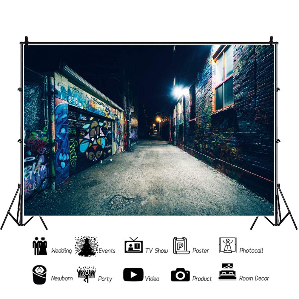 Amazon.com : Leyiyi 5x3ft City Alley Night Scene Backdrop Graffiti