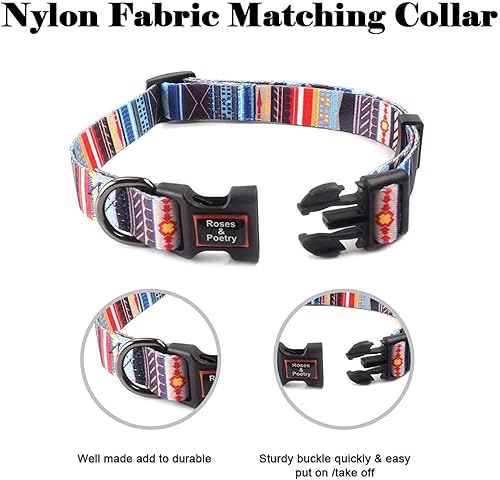 Miniatura 47 de Roses&Poetry Collares para perros medianos, con estampado de leopardo, collar ajustable de nailon para mascotas, duradero y reflectante para perros