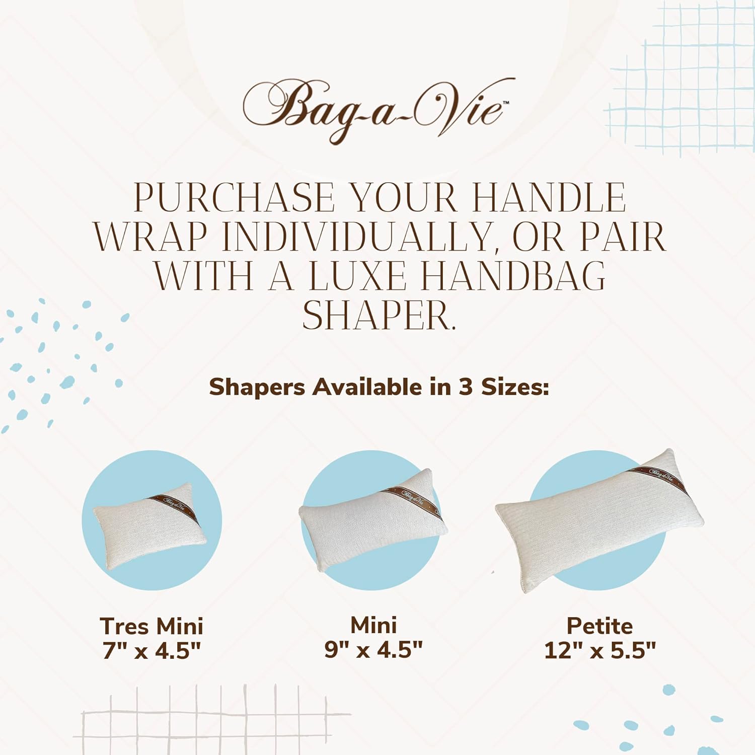 Bag-a-Vie Bag Handle Wrap & Pillow Shaper - Luxury Handbag Care Kit With Hardware Chain Protection Wrap and Bag Shaper Insert