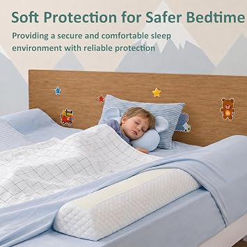 Shinnwa Bed Bumpers for Toddlers & Kids (2-Pack), Memory Foam Bed Rail for Adults, Bed Edge Safety Guard for Queen, King, Full Bed, Non-Slip Bottom, Machine Washable Cover