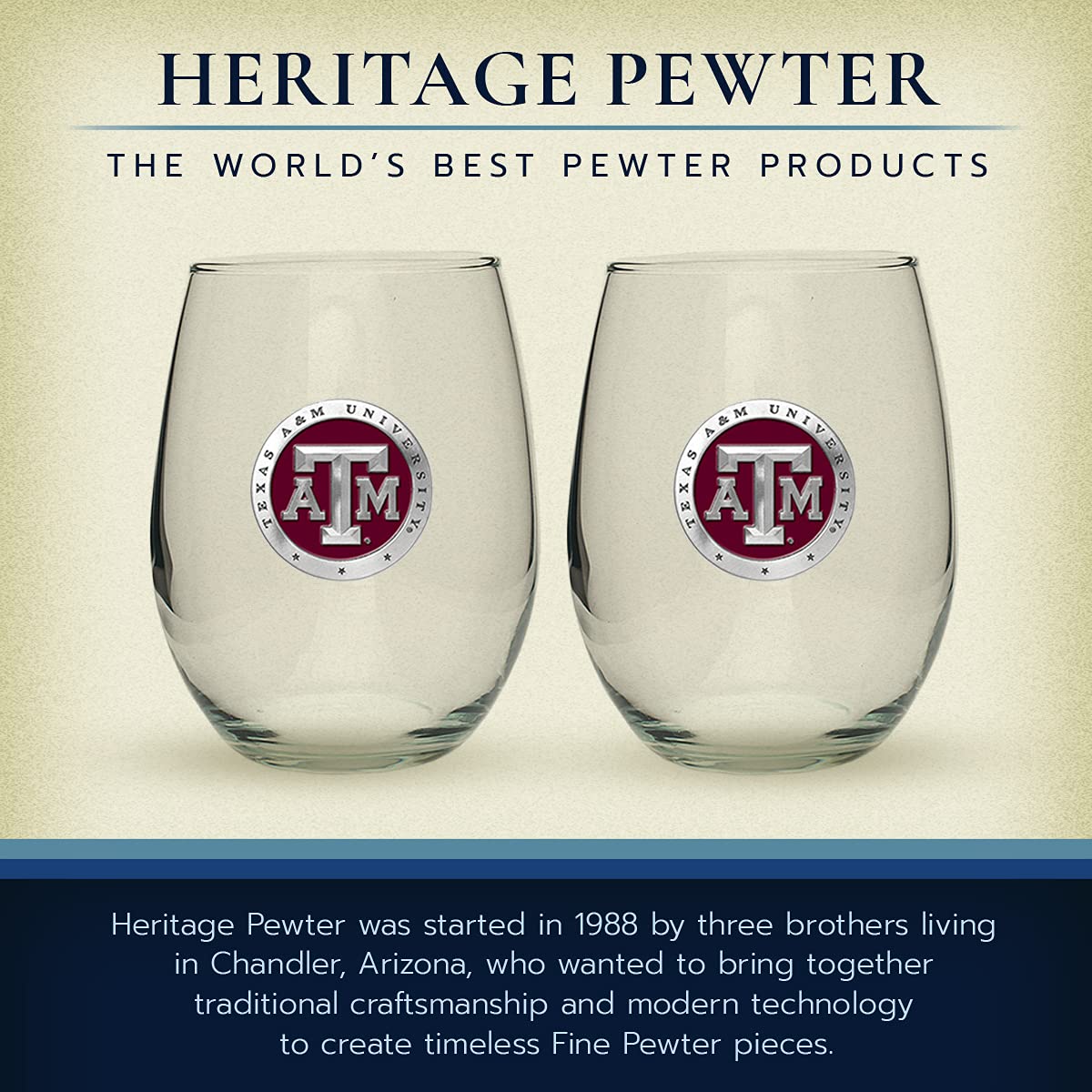 Texas A&M Pewter Wine Glasses - Set of 2 -5
