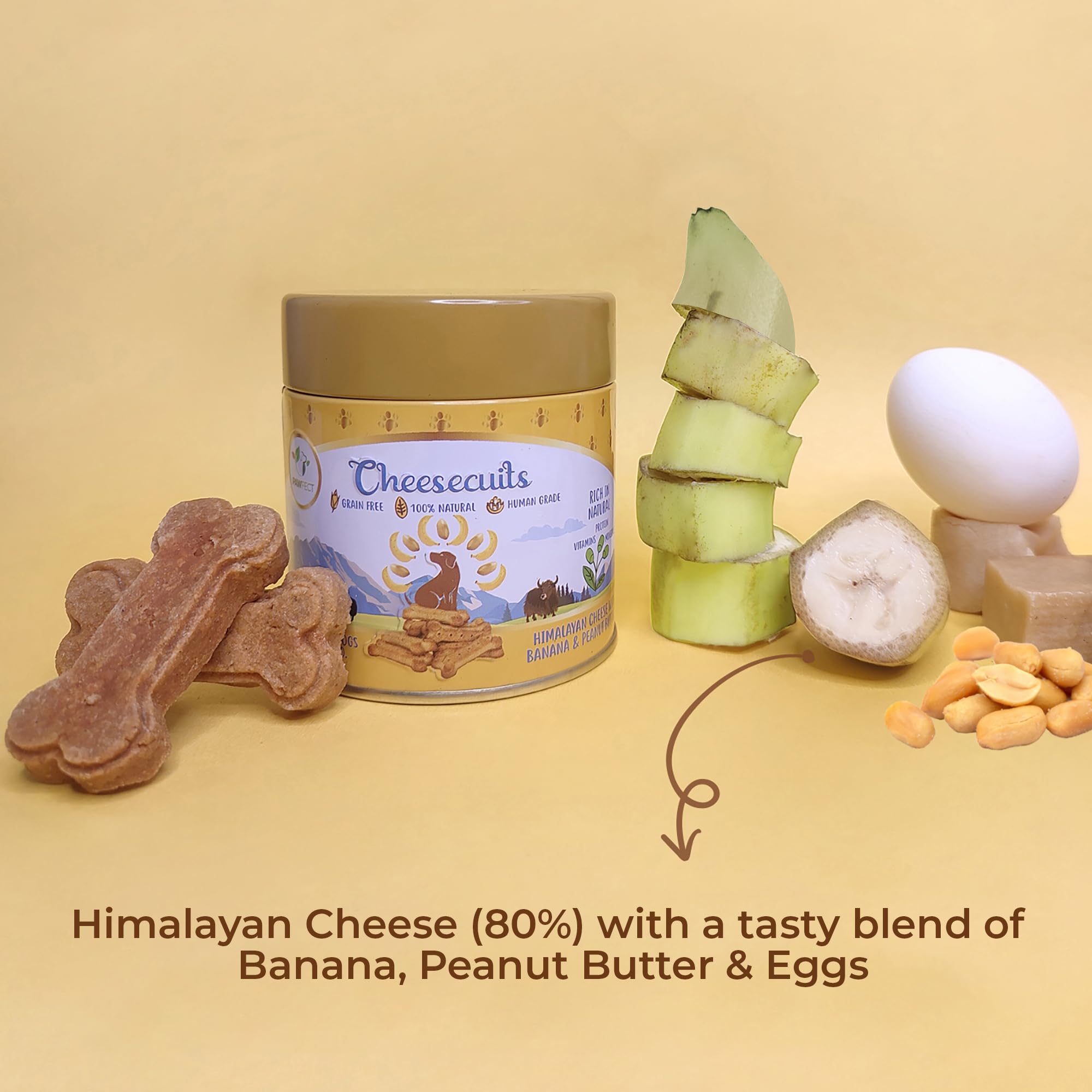 Pawfect Cheesecuits, Cheese biscuits with Banana, Peanut Butter & Eggs for Dogs, 100% Natural, Grain-free, Hypoallergenic - Image 3