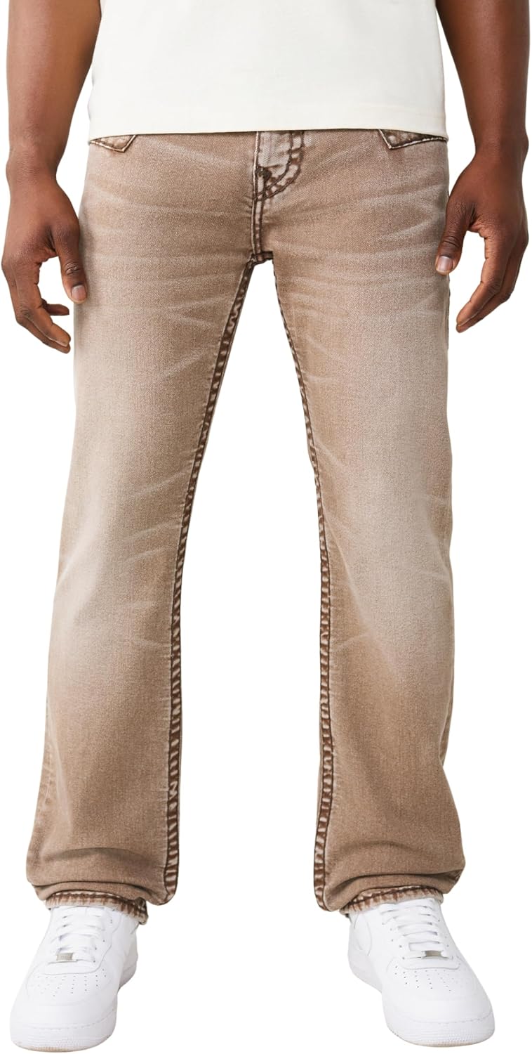 True Religion Men’s Ricky Super T Flap Straight Jean – Premium Denim, Relaxed Fit, Signature Stitching