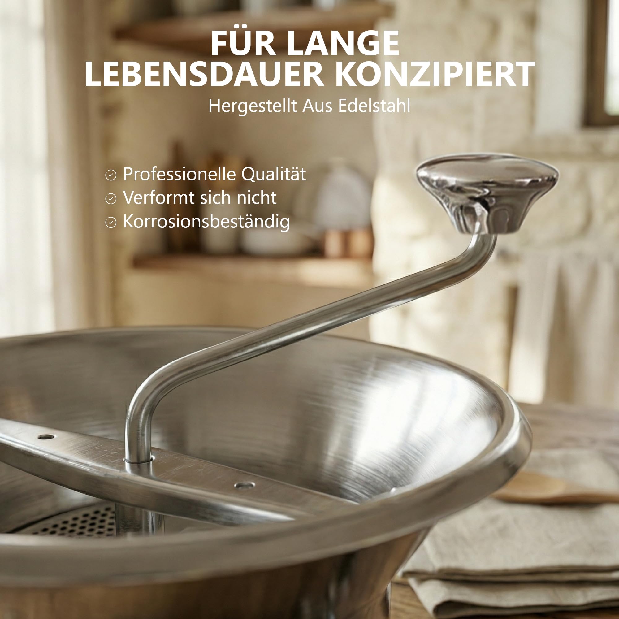 LA BONNE GRAINE Edelstahl-Passiermühle 24 cm | Profi Flotte Lotte mit 3 Siebscheiben | Passiergerät für Obst und Gemüse | Ideal für Sauce, Suppe, Marmelade