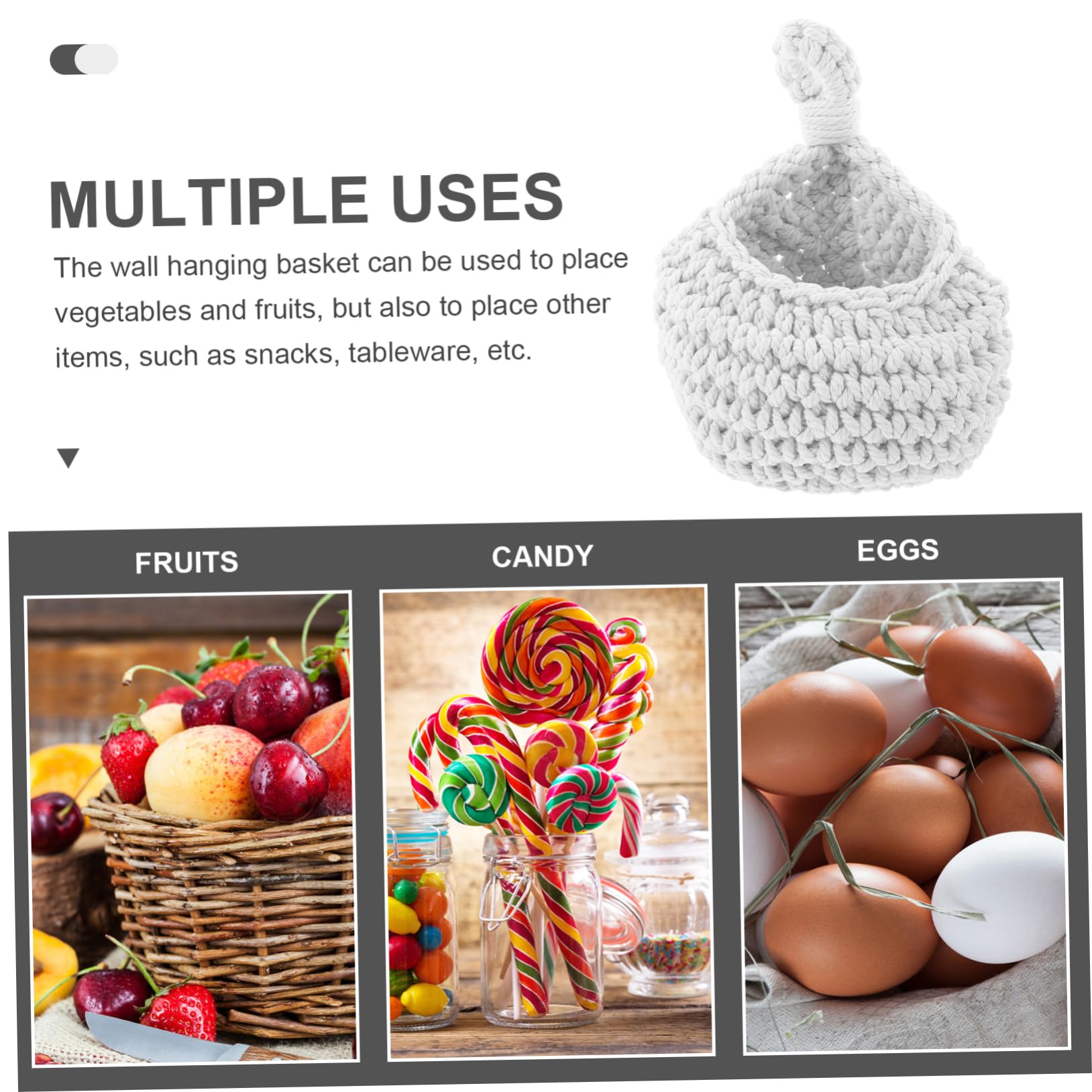 Amaca Frutta Parete Cestini Appesi Per Frutta - Decorazione Cucina In Corda Di Cotone MAGICLULU Cotone 70cm Portacipolle - 8