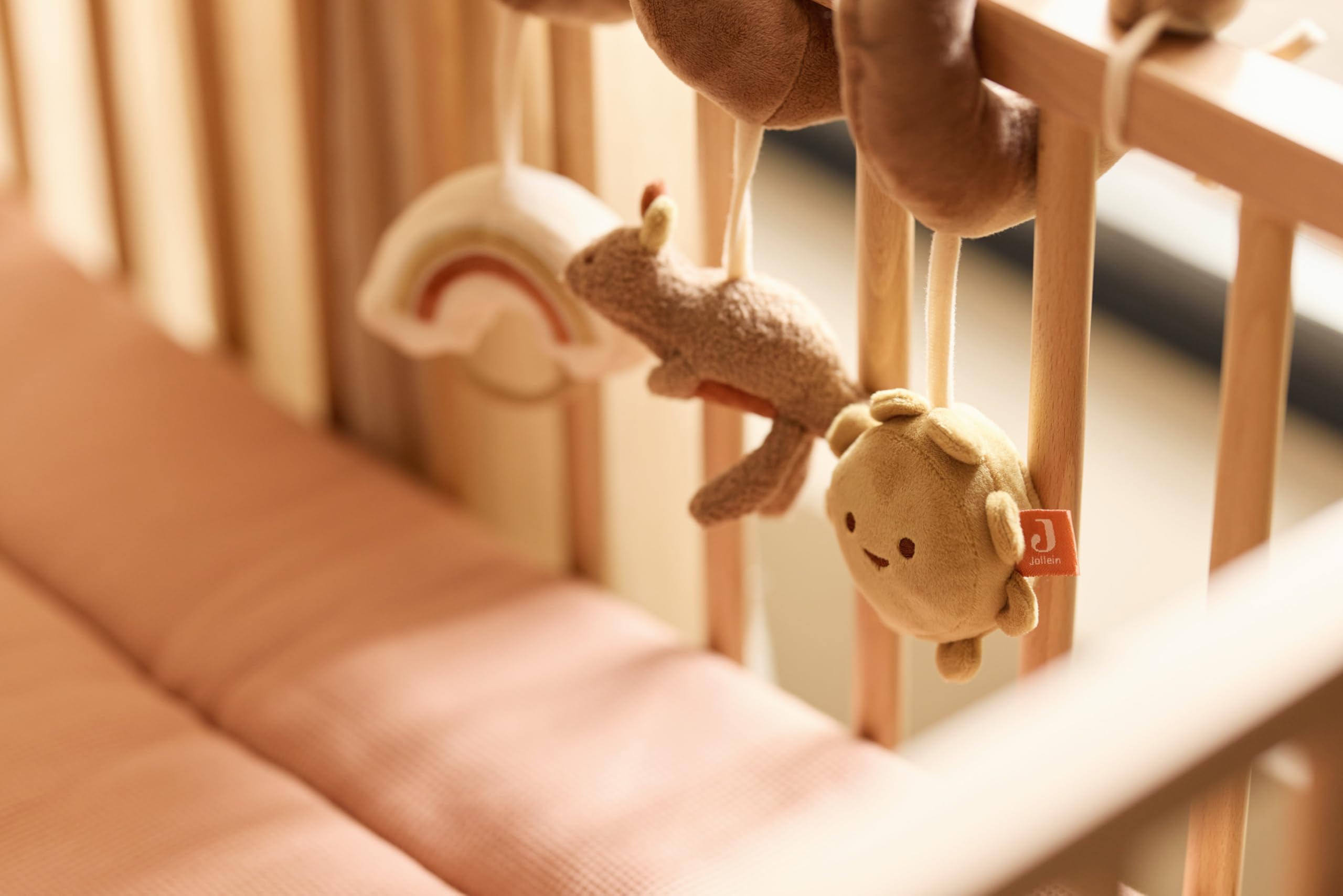Jollein Spirale d’activités bébé - Kangaroots - jouet bébé pour cosy et parc - avec boucles de fixation - stimule les sens et la motricité - jouet sensoriel bébé