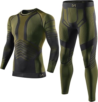 Mens Thermal Underwear Set Seamless Fleece Lined Base Layer Sports Long Johns Winter Gear Running Skiing