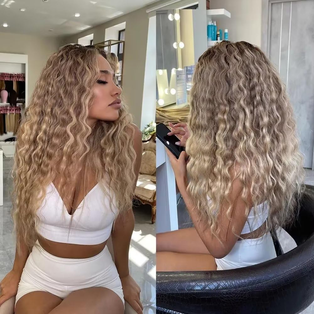 Ash Blonde Deep Wave Wig Ombré New Style Shop Our Collection of Ombre Ash Blonde Wigs with 150% Density main image 4