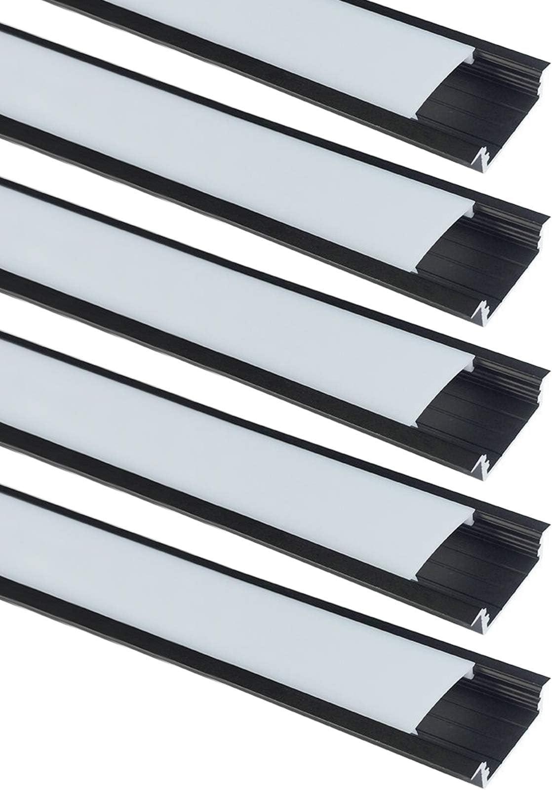 LightingWill 10-Pack LED Aluminum Channel System 3.3ft/1M 10x30mm Black U-Shape Inner Width 20mm Track with Cover, End Caps and Mounting Clips Aluminum Profile for LED Strip Light Installation-U03B10