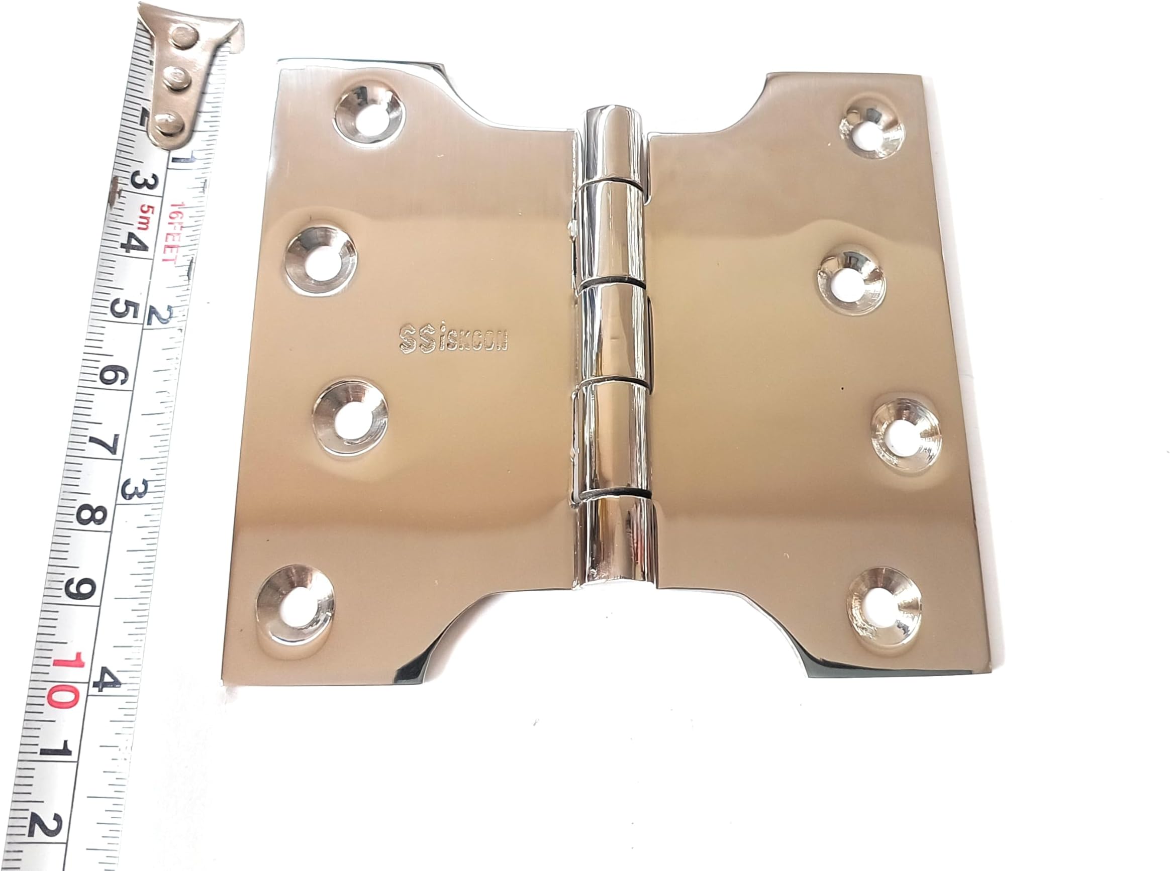 Ssiskcon Parliament Door Hinge Wide Throw Expandable Swing Clear Reversible Interior Exterior Nrp Mirror Polished 32 Stainless Steel 4 Inch x 2 Inch x 4 Inch with 8 Self Drilling Screws (Pack of 1)