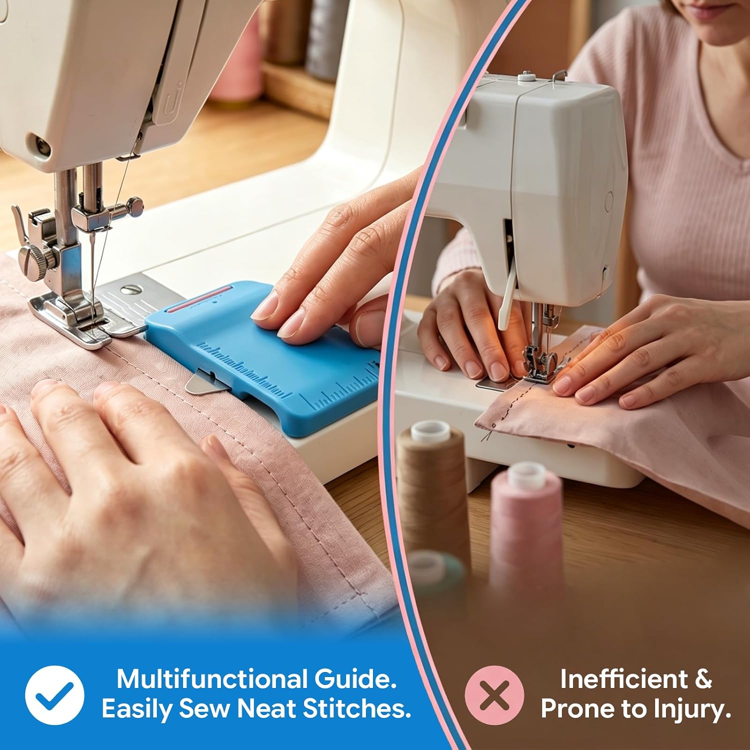 Quuztao 4 Pcs Magnetic Seam Guide for Sewing Machine with Seam Ripper