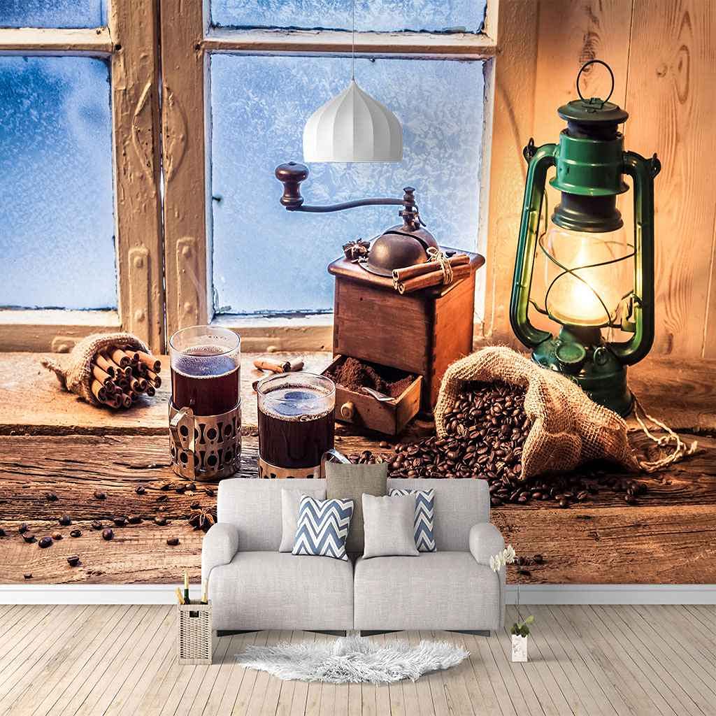 Papier peint toile 3D grains de café 400x280 cm pour salon