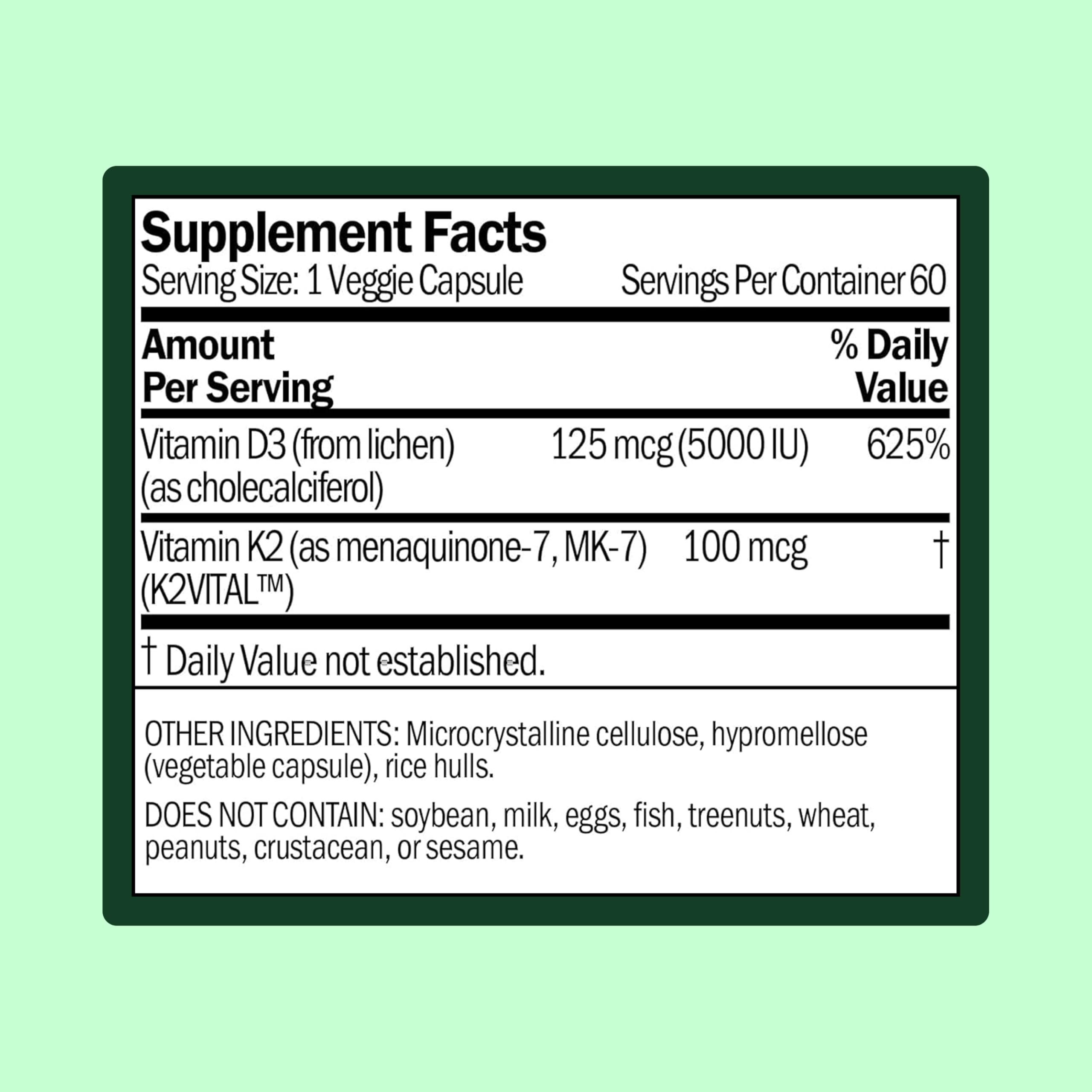 WellWithAll Vitamin D3 5000 IU (125 mcg) with Vitamin K2 100 mcg Supplement | Supports Calcium Utilization, Immune Support, & Cardiovascular Wellness | Plant Based, Major Allergen Free | 60-Day Supply — Amazon image 3