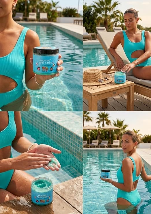 Mallows Beauty Poolside Body Scrub, Exfoliating Body Scrub for Glowing Skin Removes Dryness and Flakiness for Smooth and Radiant Skin