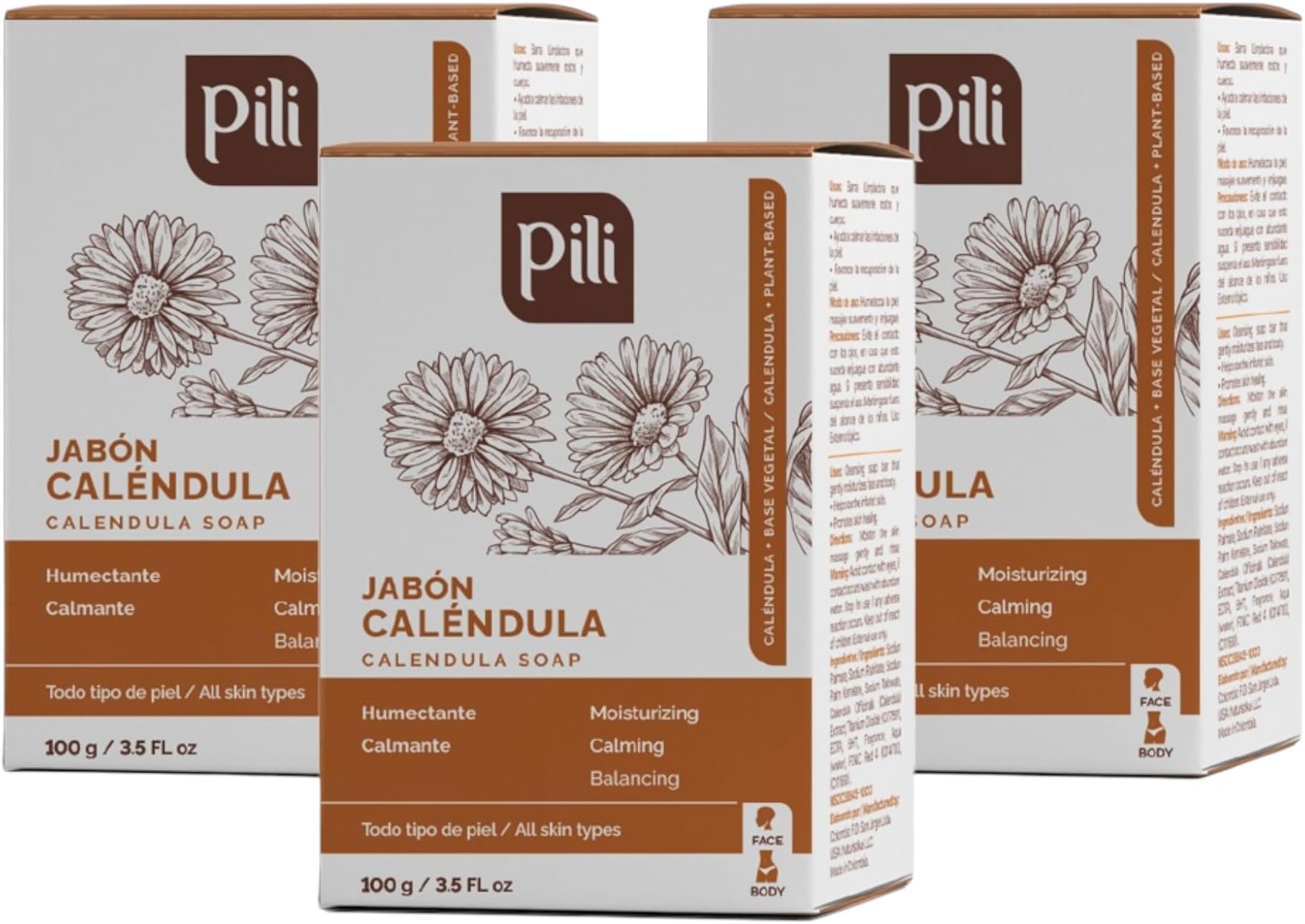 Calendula Soap Bars for Face and Body, for Dry or Cracked Skin, Gentle Cleanser for Men, Women and Teens (3 Pack)