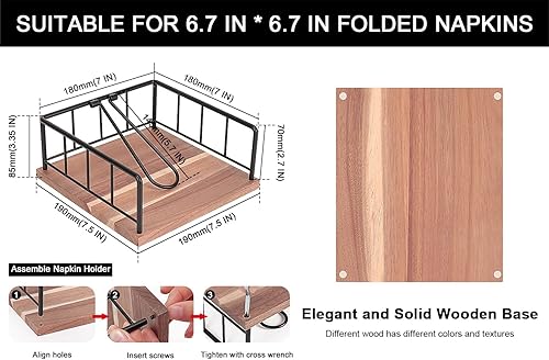 Miniatura 2 de Livabber Flat Napkin Holder, Metal Kitchen Napkin Storage with Weighted Tension Arm Rustic Tissue Paper Dispenser for Countertop, Table Kitchen