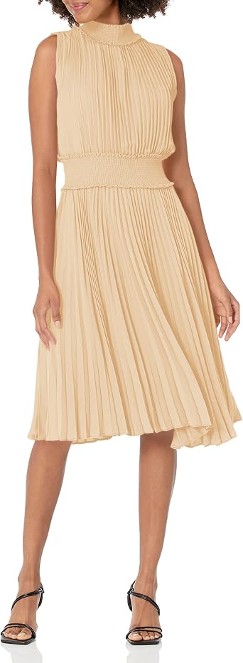 Nanette Nanette Lepore Womens Smocked High Neck Pleated Dress