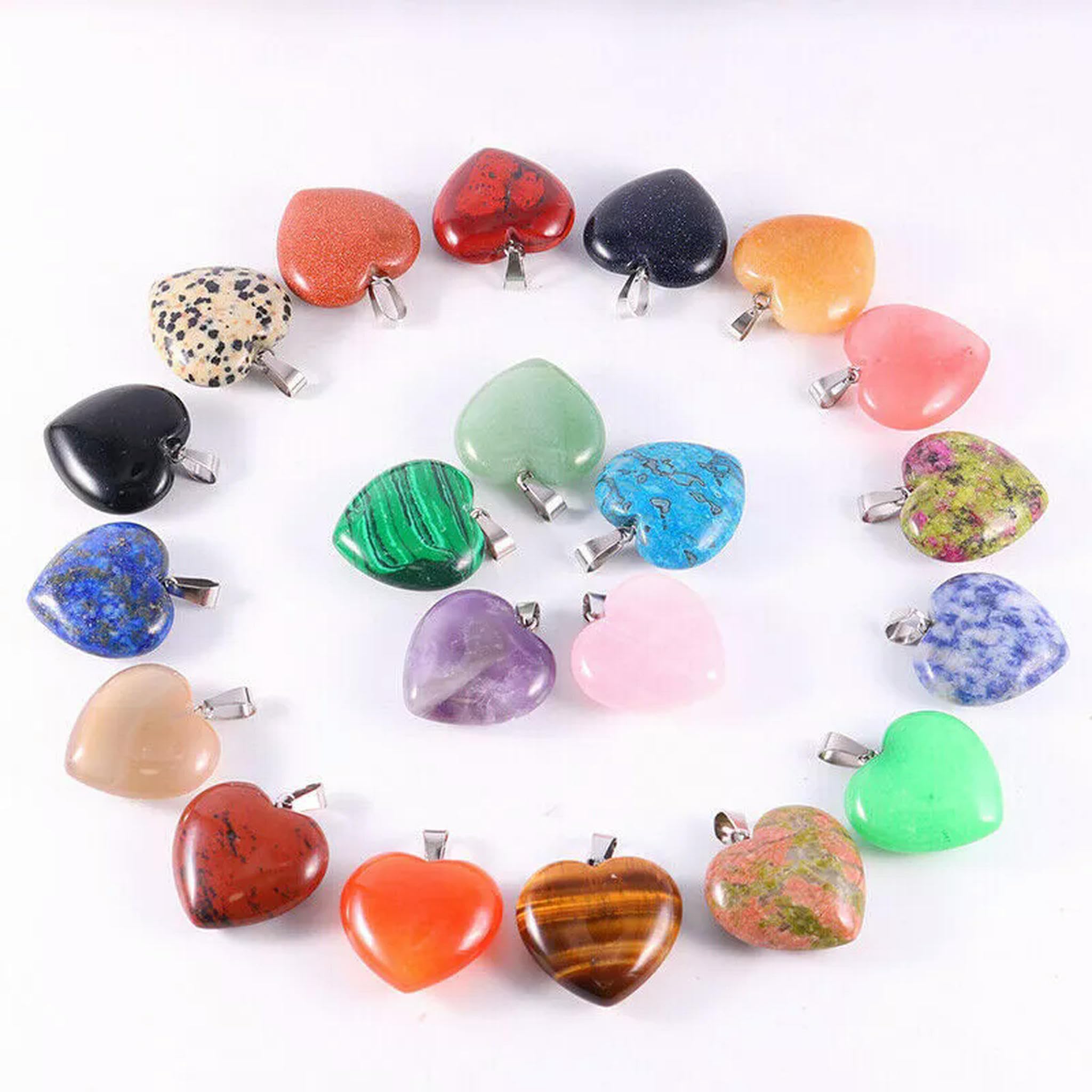 Lot de 20 pendentifs en Forme de cœur en Cristal de Quartz Naturel de 25 mm pour la Fabrication de Bijoux
