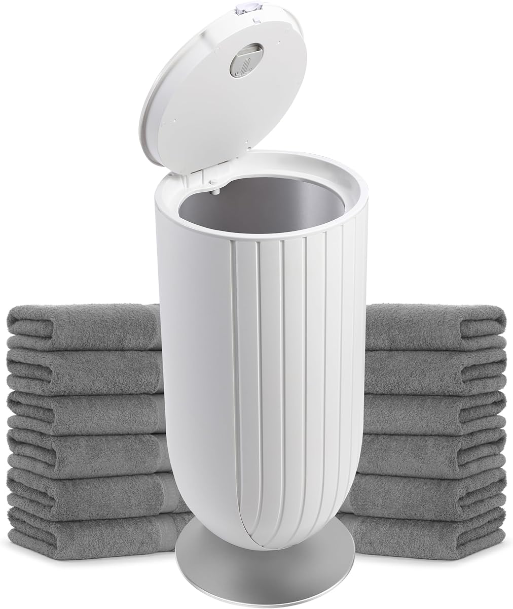 Large 27L Bathroom Towel Warmer Dryer – 5-Min Rapid Heat, 4 Modes, Auto Flip-Top, Aromatherapy, Night Light & ETL Certified for Towels, Blankets & Clothes. (White)