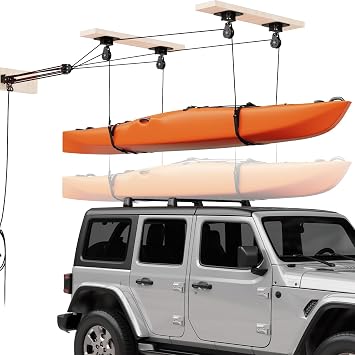 Kayak Hoist for Garage Ceiling, 180 lb Kayak Pulley System for Garage