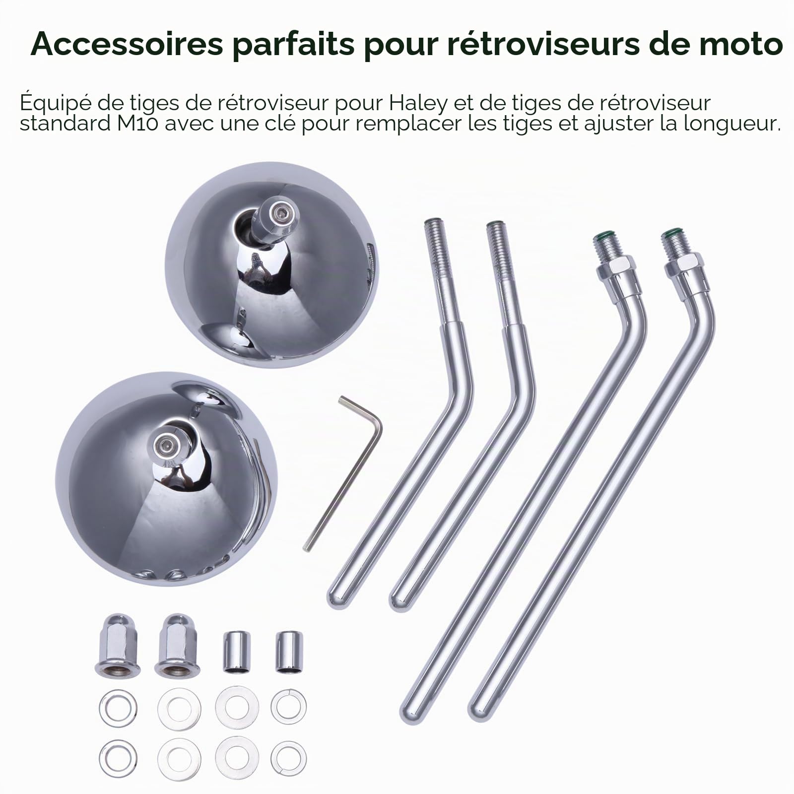 DREAMIZER 3'' Ronds Rétroviseurs Moto Chrome, CNC Universel Rétroviseur avec vis 8 mm 10 mm, Compatible avec Harley Sportster 883 1200 Softail Dyna Cafe Racer Cruiser Chopper Bobber Scooter E-Bikes