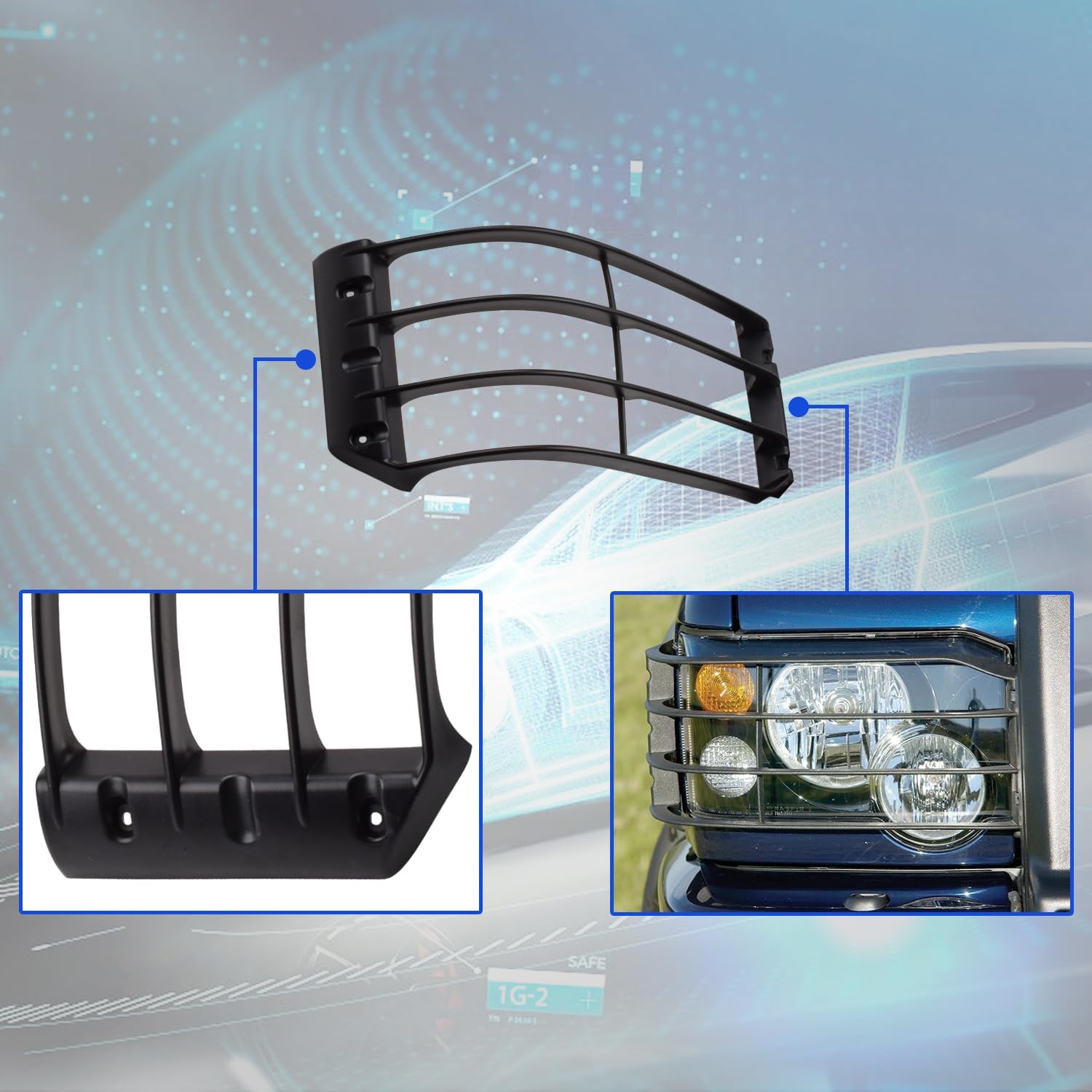 STC53193 Headlamp Cover Front Light Guard Set Compatible with 2003-2004 Land Rover Discovery 2 Mixizap
