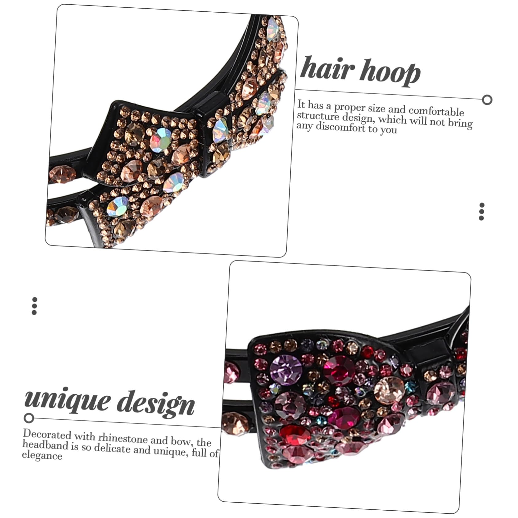 FRCOLOR 8 Pz Archetto Ad Fasce Con Fiocco Di Strass Elastici Per Con Fiocchi Con Fiocco Arredamento Alla Moda Fasce Ad Dentato Carta Di Emissione Donna Acrilico