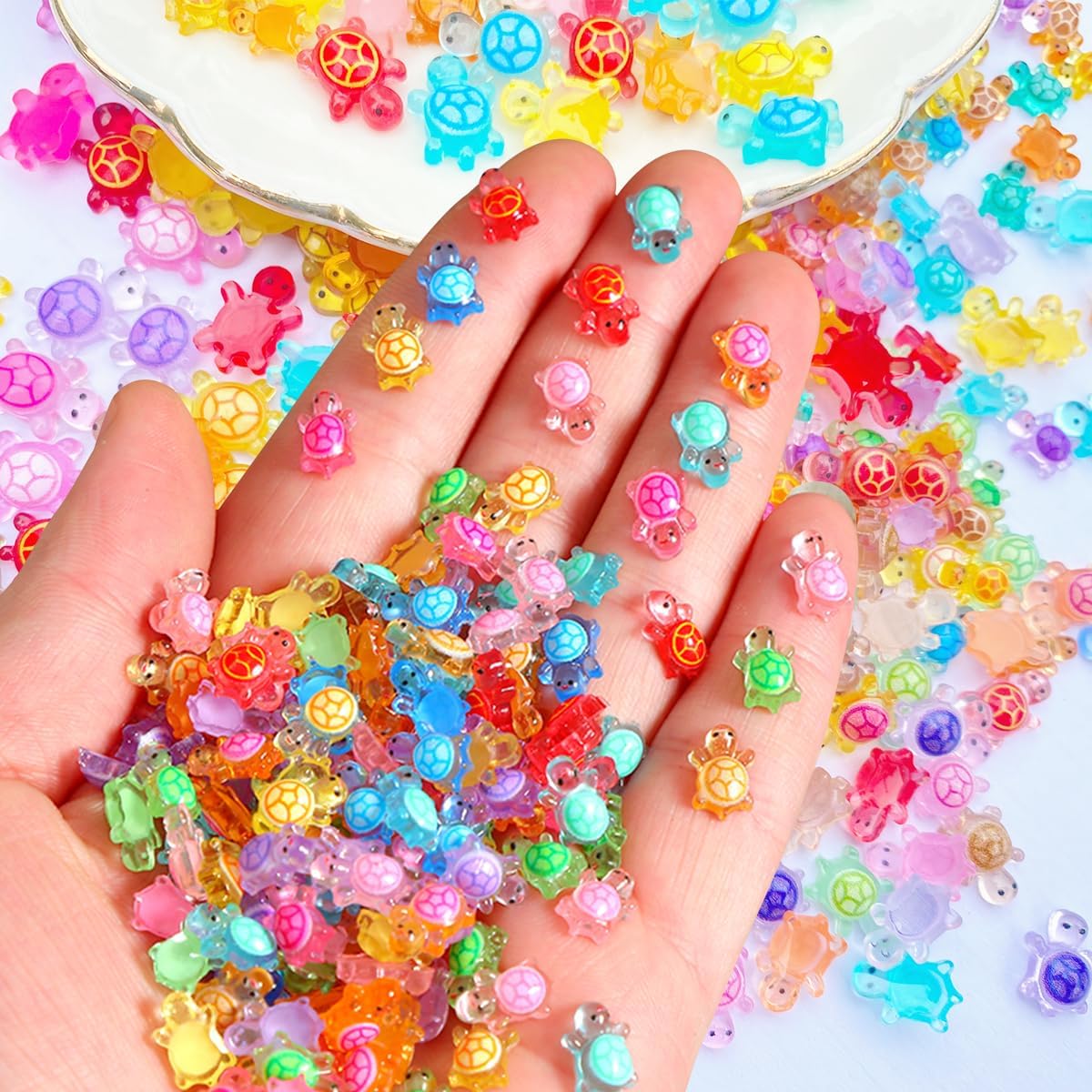 300 Pieces Mini Resin Turtles for Crafts 3 Sizes Luminous Tiny Turtles Small Cute Glow Figurines Miniature Sea Animals for Fairy Gardens Micro Landscaping Decor