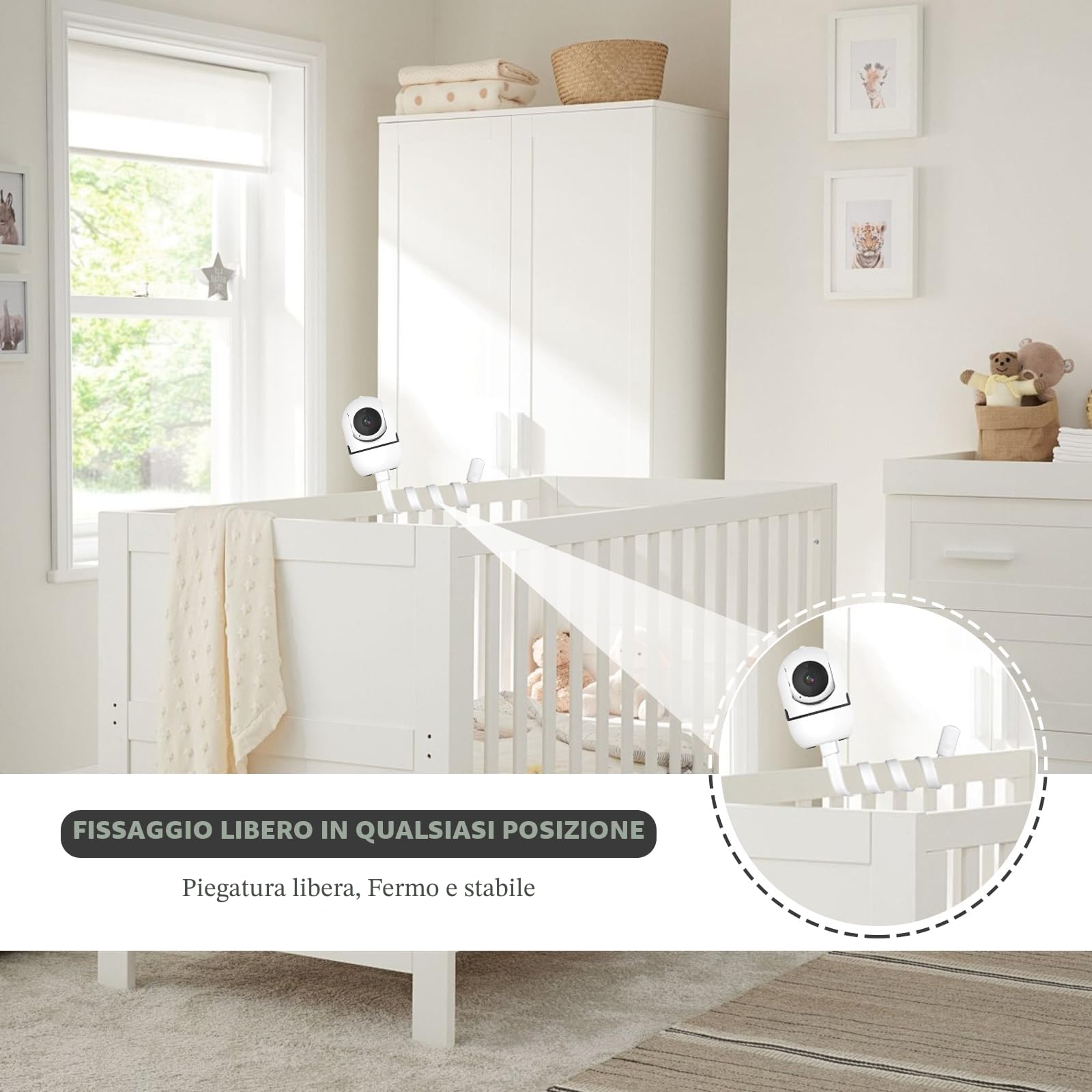 Supporto Baby Monitor Universale Bianco per Culla Rierousy