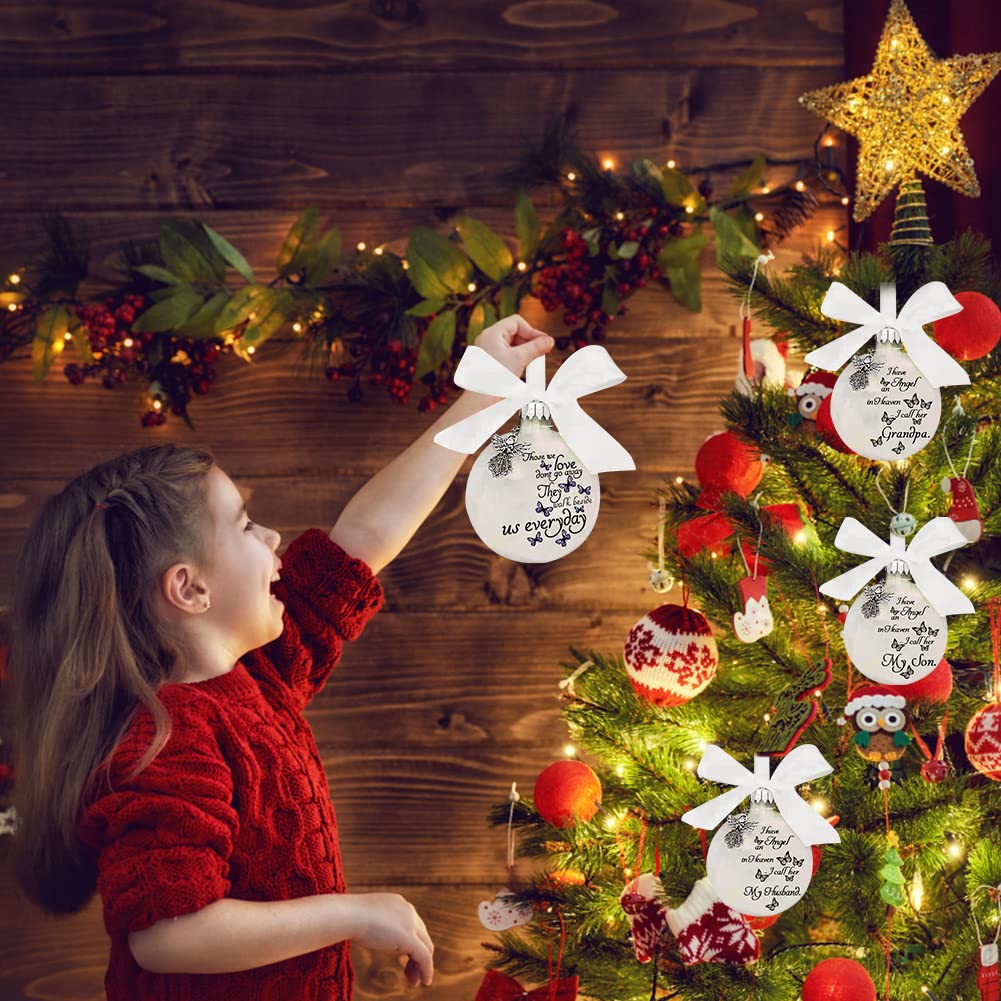 Weihnachtskugel Zur Erinnerung – „I Have An Angel In Heaven“, Kunststoff, 8 Cm – Personalisierbarer Christbaumschmuck Für Verstorbene Angehörige