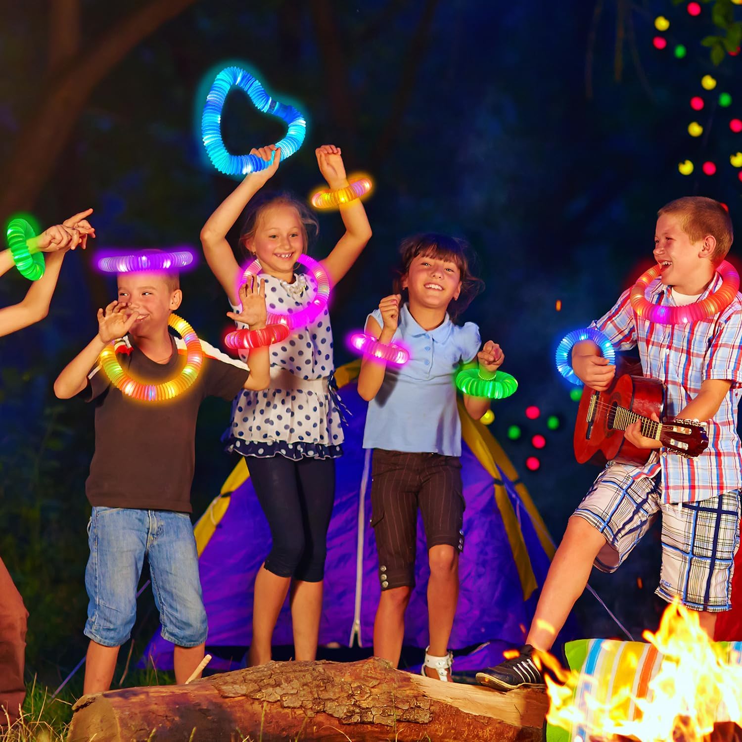 Glow in the Dark Party Favor Supplies for Kids 24 PCS, Easter Glow Sticks & Neon Glasses for Toddler,LED Light Up Toy Bracelet Necklace Accessories Decor for Mardi Gras Basket Camping Birthday Wedding - Image 4