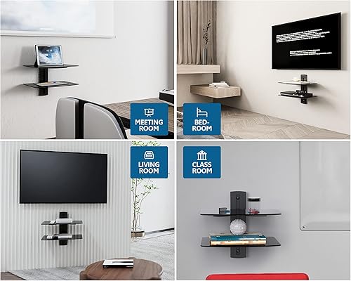 Miniatura 7 de Fenge estante para pared con vidrio templado color negro Vidrio Negro