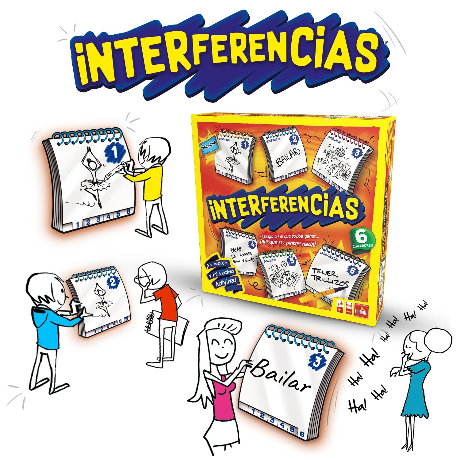 Goliath Interferencias, Juego de Mesa A Partir 8 Años, Divertido y Rápido Juego de Dibujo de 4 a 6 Jugadores, Juegos de Mesa Adulto, Dibuja y Adivina los Conceptos Dibujados