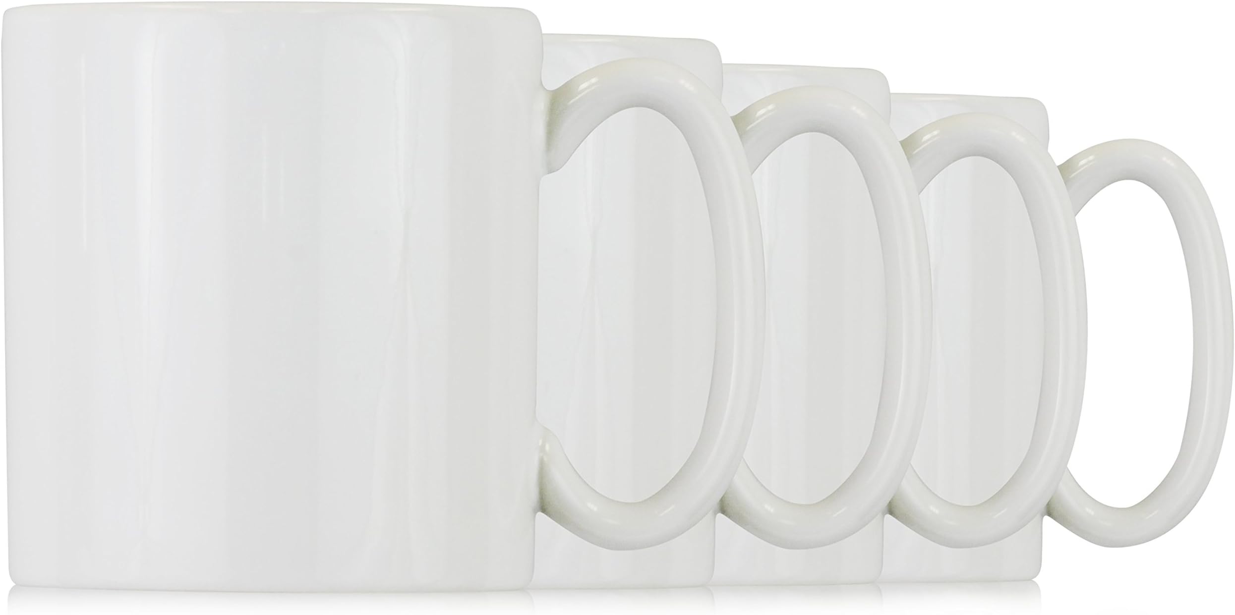 Hikari 20oz Extra Large White Coffee Tea Mugs. Classic Style Heavy Duty Mugs Made in USA w/ Large Handles, Set of 4