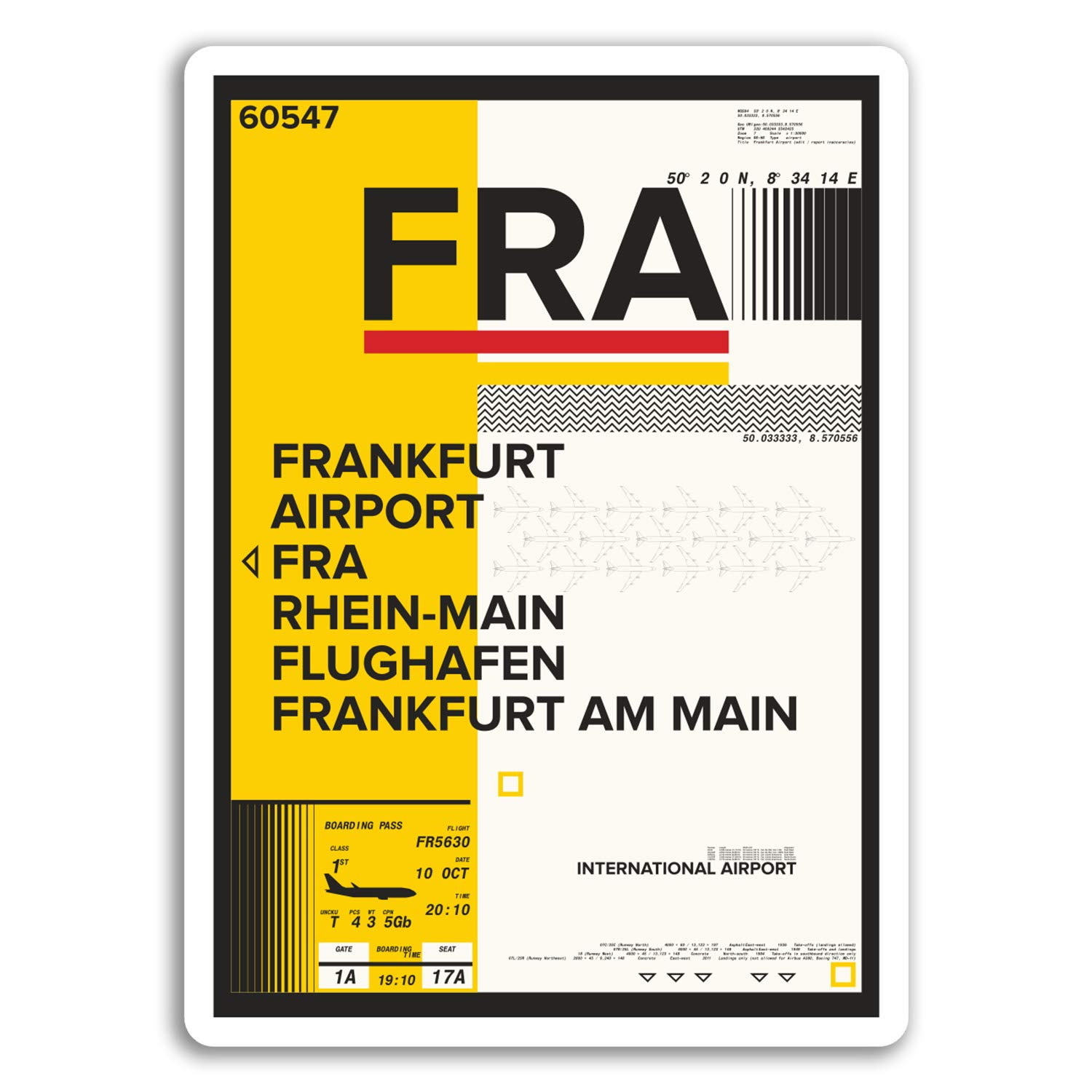 Destinationvinyl Multi 2 X 10Cm Frankfurt Airport Vinyl Stickers - German Sticker Laptop Luggage #17135 (10Cm Tall)