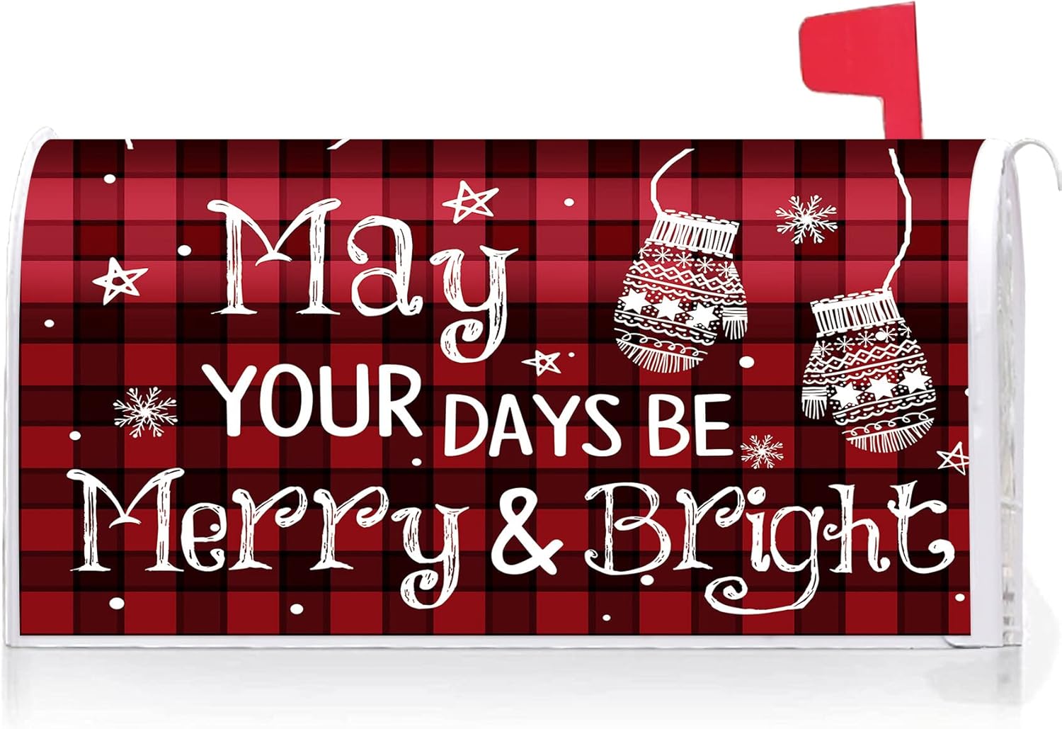 Texupday May Your Days Be Merry and Bright Decoration Mailbox Cover With Magnetic Strip Winter Christmas Mailbox Wraps Post Letter Box Cover Standard Size 21" X 18" for Garden Outdoor Yard Decor