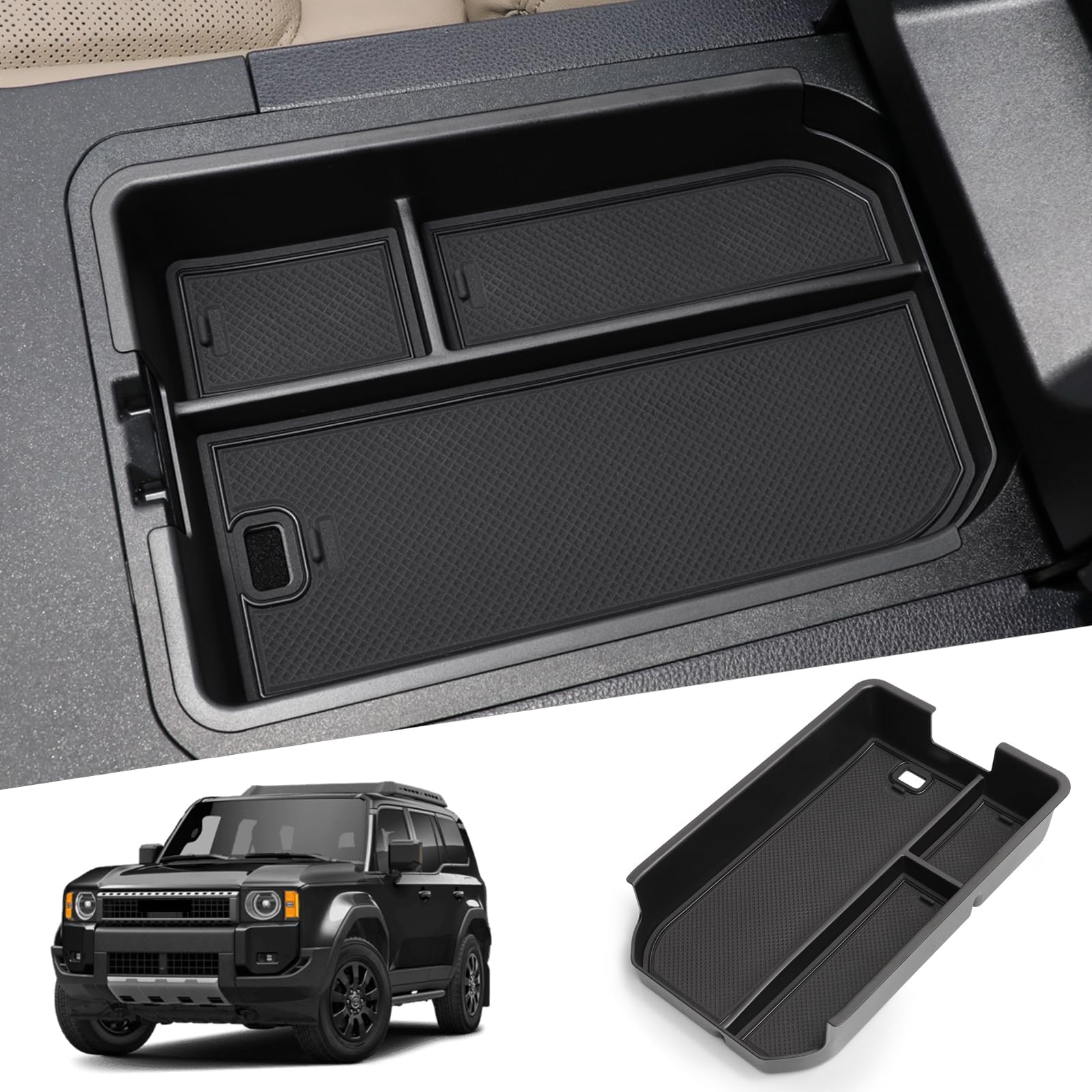 smabee Center Console Organizer Compatible with Land Cruiser Prado J250 2024 2025 Accessories Interior ABS Armrest Storage Box Tray Organizer Insert (Not Fit Cool Box)