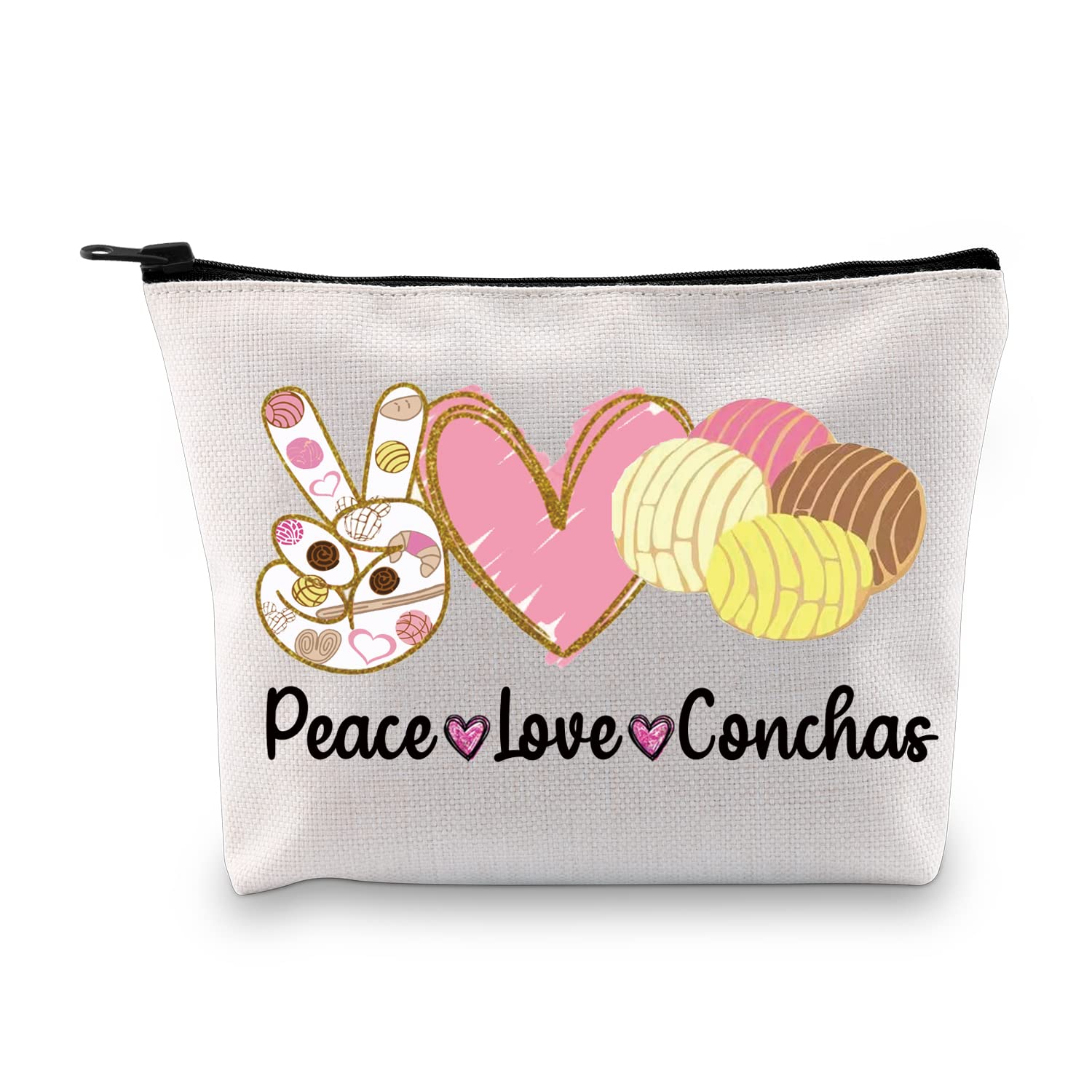 XYANFA Peace Love Conchas Cosmetic Bag Conchas Lover Gift Baker Gifts Travel bag for bread loaves gifts makeup bag, Peace Love Conchas, Fashion