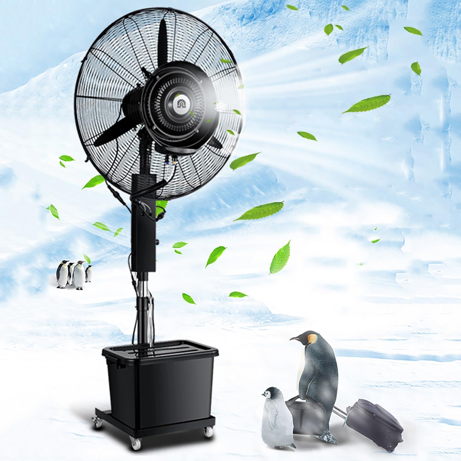 asdchZen Industrial Pedestal Misting Fan, 28In/32In Oscillating Fan With 90°Oscillation, 42L Water Tank For Commercial Restaurant Warehouse Outdoor,Retractable-71cm/27.9in