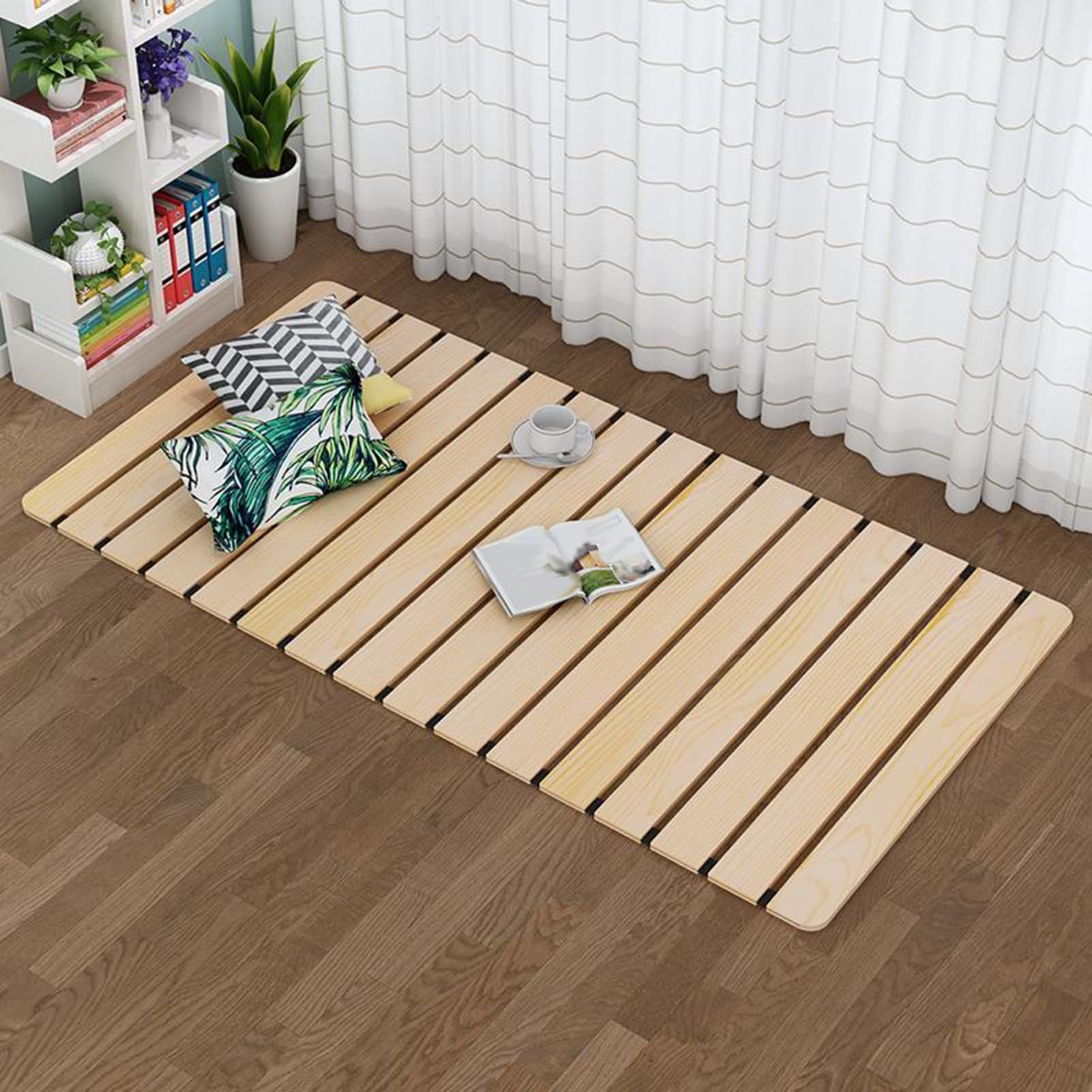 Massivholz-Bettstützlatten für Einzelbett, 60 x 90 cm, faltbares und atmungsaktives Design, aufrollbare Schlafmatratze mit Nylonschnur, verbessert Ihren Schlafkomfort und Unterstützung