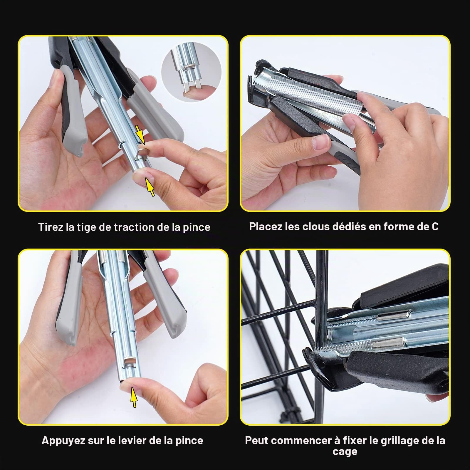 Clip Pince à Anneaux de Porc avec 2500Pcs Anneaux Multifonctionnelle Pince pour Grillage Automatique Métallique Pince à Anneaux de Porc pour Grillage Cages D'animaux de Compagnie