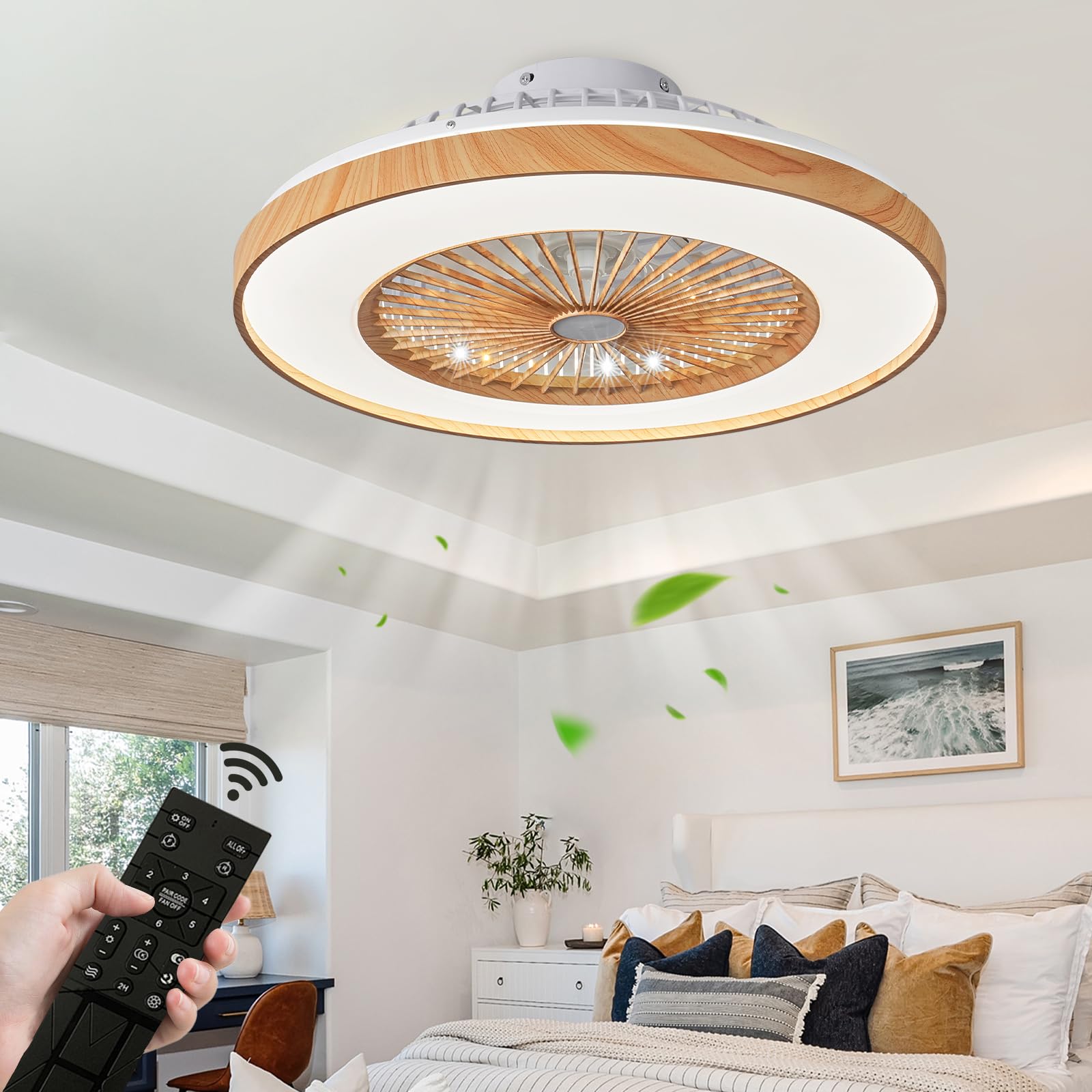 Ventilateur De Plafond Avec Lumière LED - 50 Cm - 6 Vitesses, Télécommande - Moteur DC Silencieux - Rotation Réversible