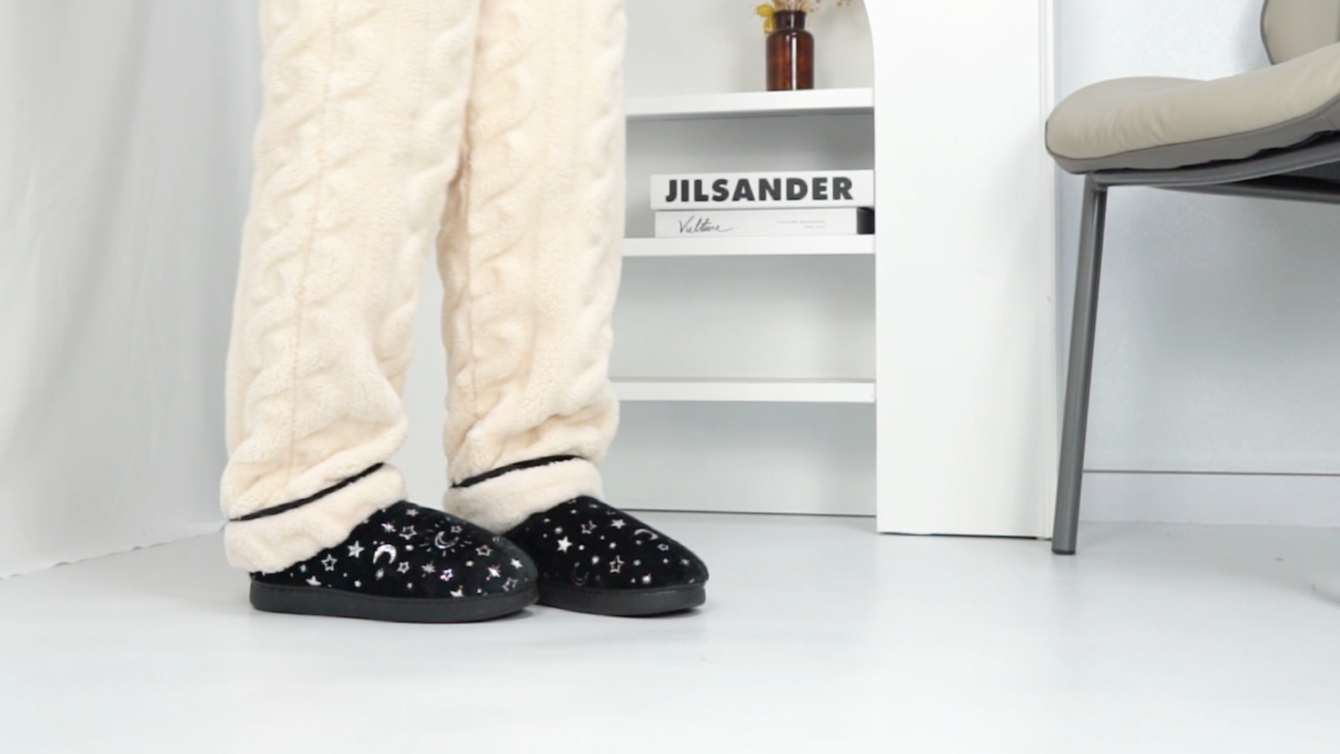 ONCAI Chaussons Femme Confort Peluche Claquette Bout Ouvert Pantoufles Avec Support De Voûte