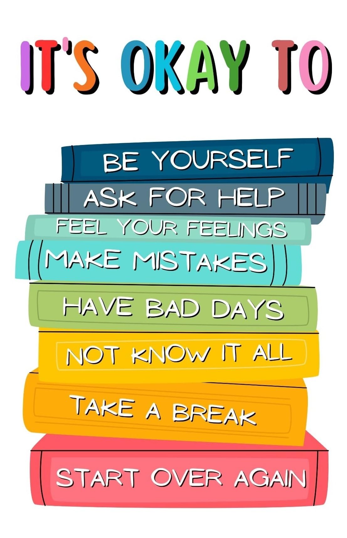 EKFBQBGW Book Lover Affirmation Poster Reading Quote Canvas Wall-Art for Classroom Library School Decor It Is Ok To Be a Reader Unframed,08x12inch(20x30cm)