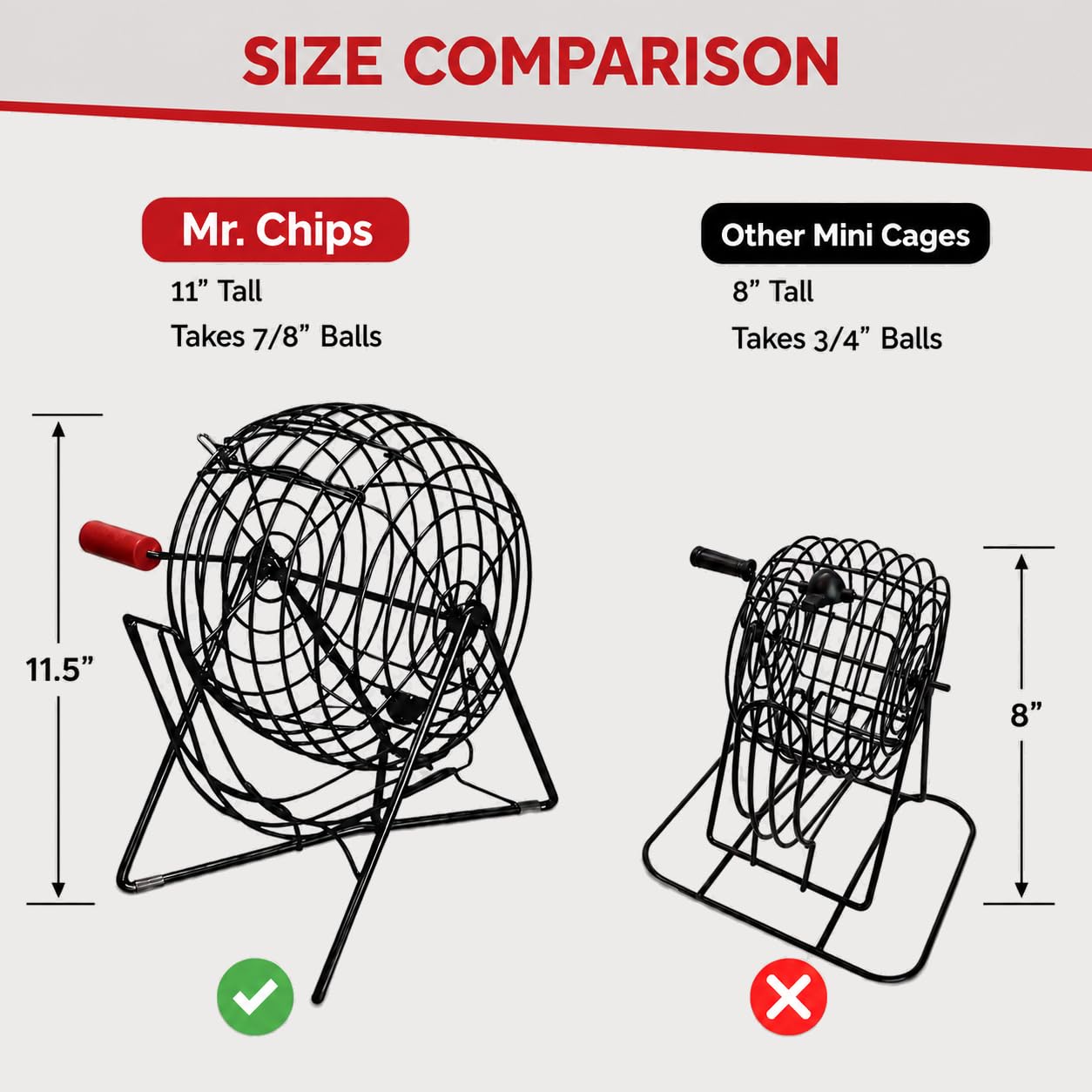 Ufficiale professional-use piccolo nero rivestito in plastica bingo Cage solo, 27,9 cm High by Mr. chips, Inc