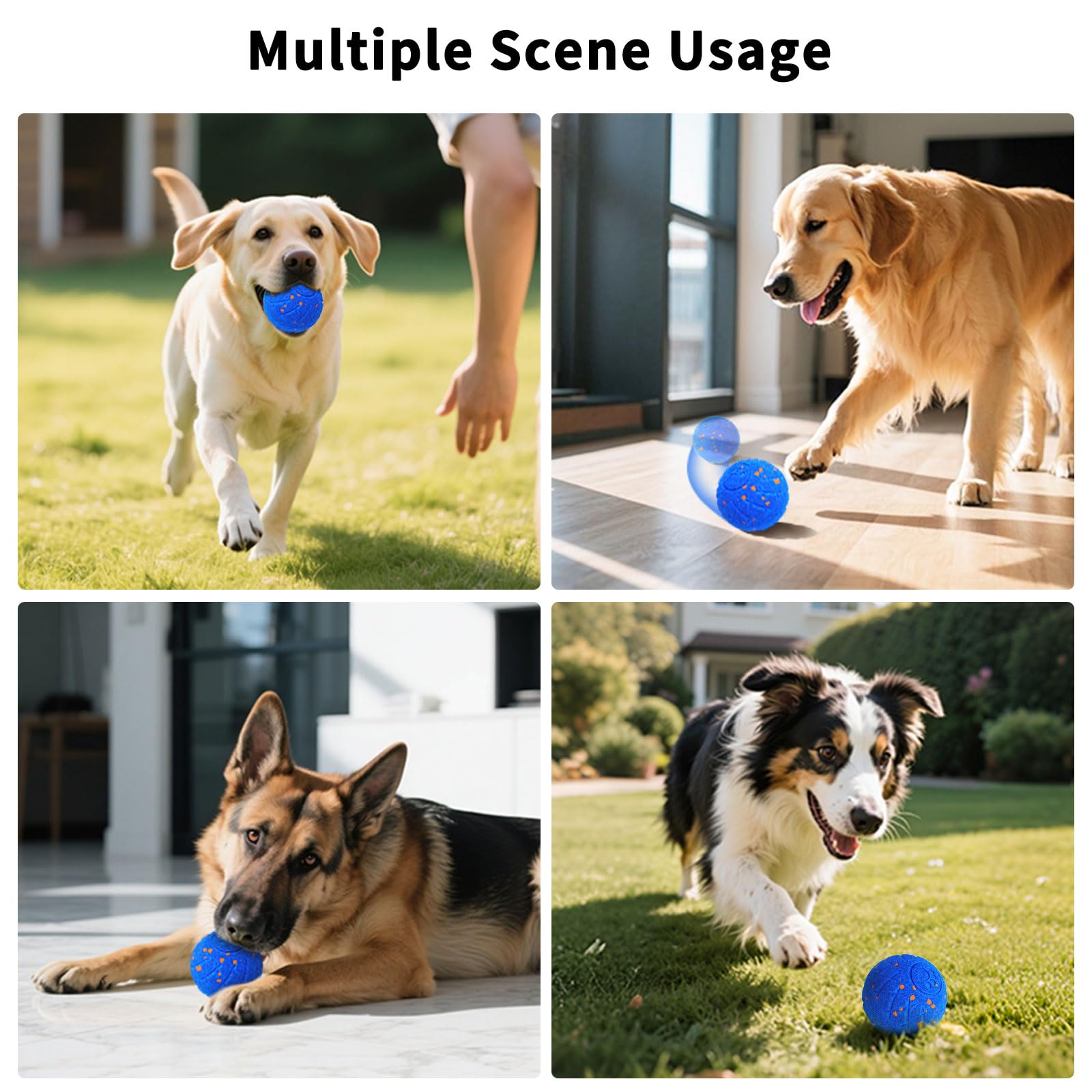 SCHITEC Juguetes interactivos para perros, bola vibradora inteligente para perros medianos y grandes de alta energía, juguetes motorizados para persecución de mascotas (azul)