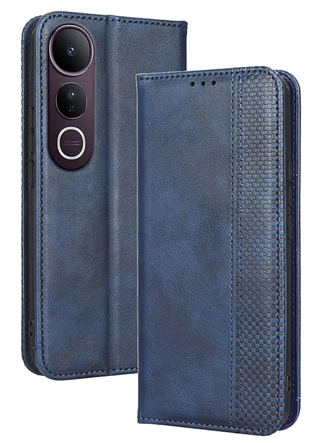 RankOne Wallet Case for VIVO V50 Lite 5G / VIVO V50 Lite (4G) (6.77" Inches), Magnetic Flip Leather Cover with Card Slots Kickstand Blue