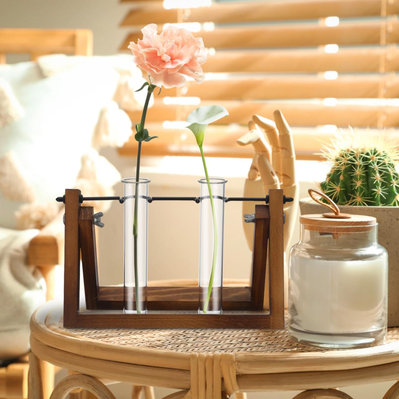Glass Test Tubes for Plants with Reinforced Rim, 4 Piece Clear 5.9" x 1.2" Borosilicate Propagation Tubes Vase for Hydroponic Plant Starter, Cuttings and Flower Arrangement