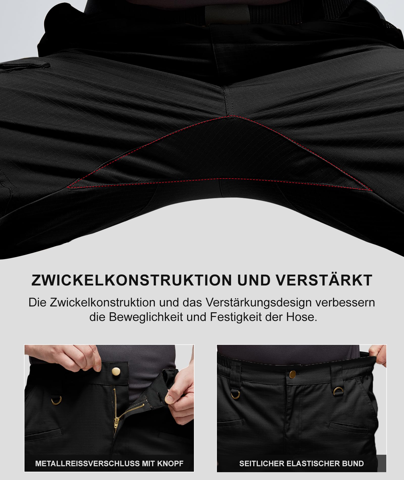ZITY Pantalones de Trabajo para Hombre, Pantalones tácticos Cargo Senderismo con Cintura elástica montañismo para Exteriores con múltiples Bolsillos