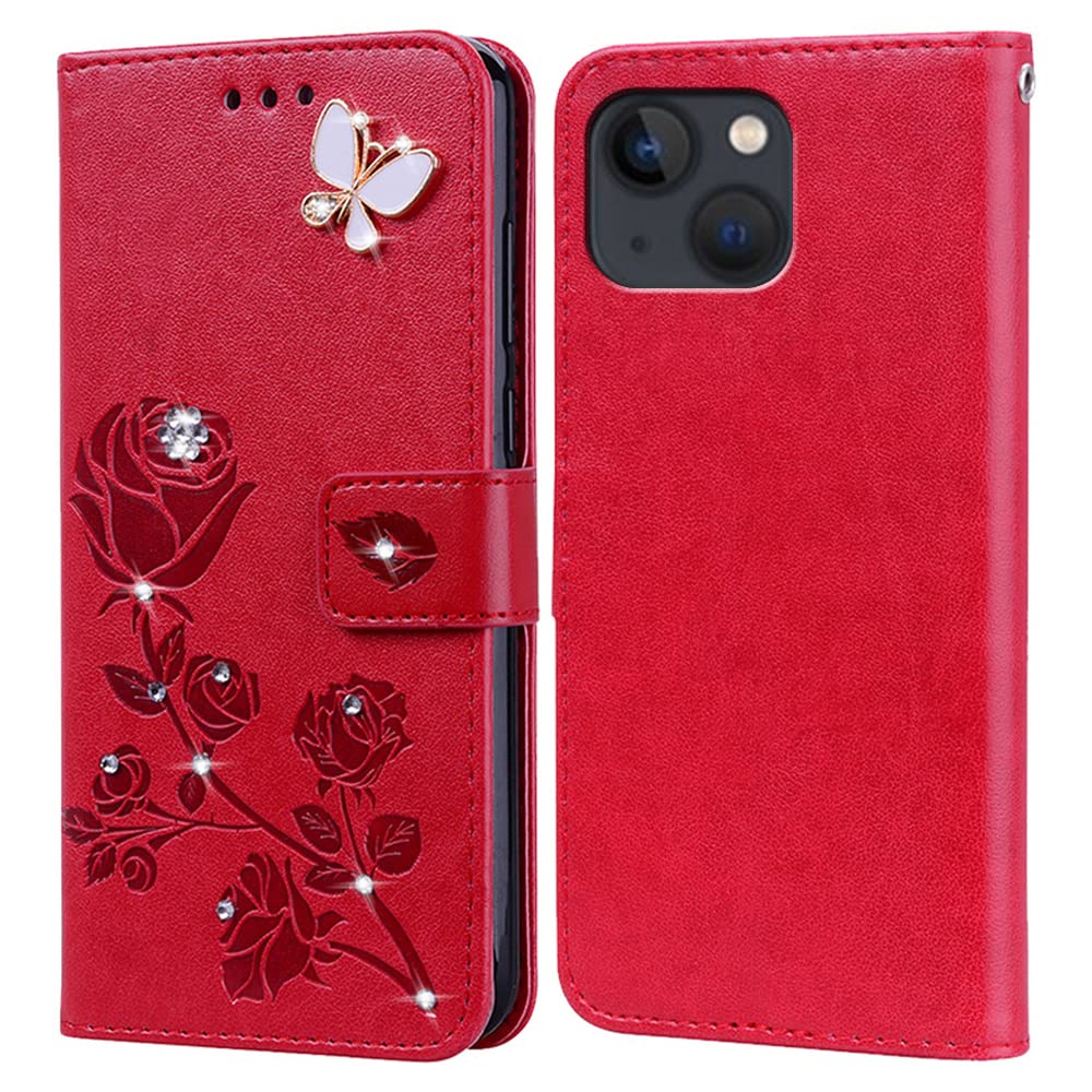 Custodia A Portafoglio In PU Per IPhone 13 Mini – Rossa, Con Chiusura Magnetica, Slot Per Carte E Supporto Regolabile